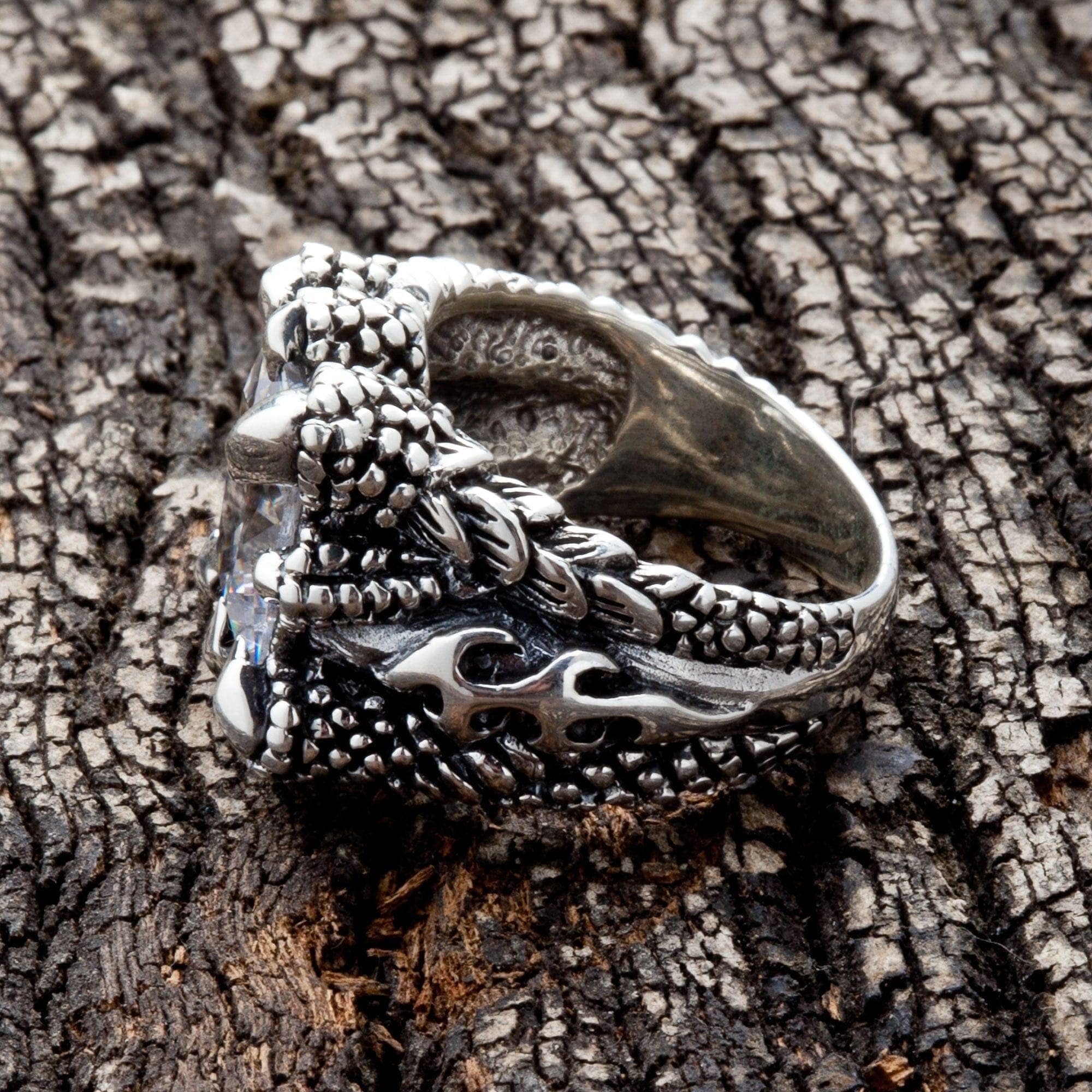 Gothic Diamond Claw Sterling Silver Ring for Women - Elegant Punk Jewelry for Parties, Weddings & Everyday Wear