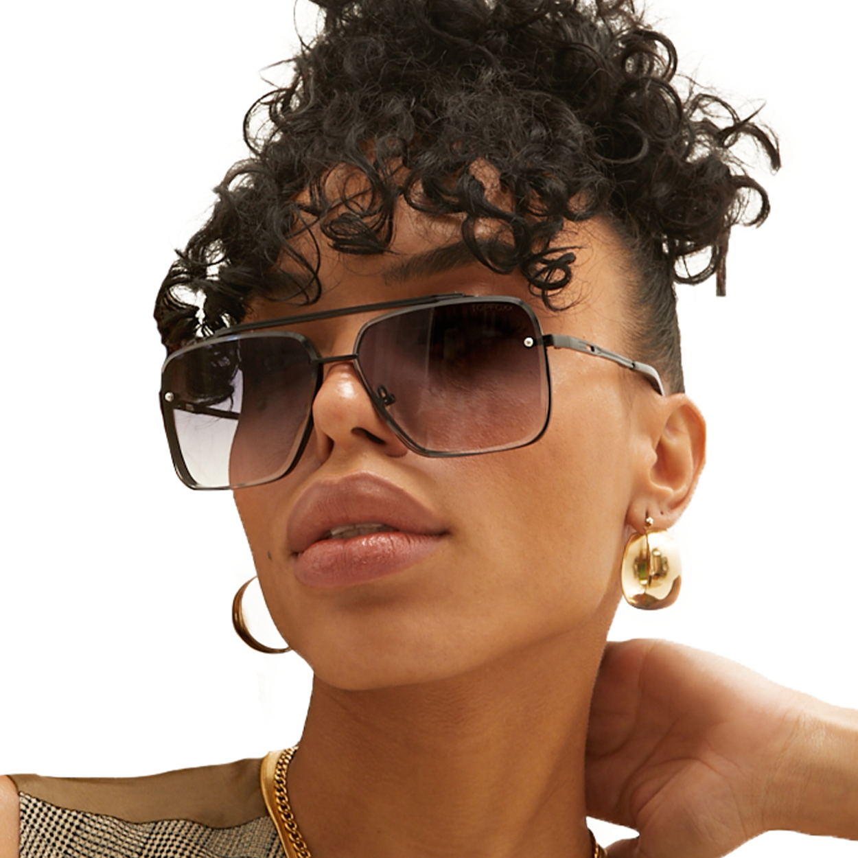 Bella Midnight Oversized Square Aviator Sunglasses - Polarized UV Protection for Women & Men - Perfect for Driving, Beach, and Outdoor Activities