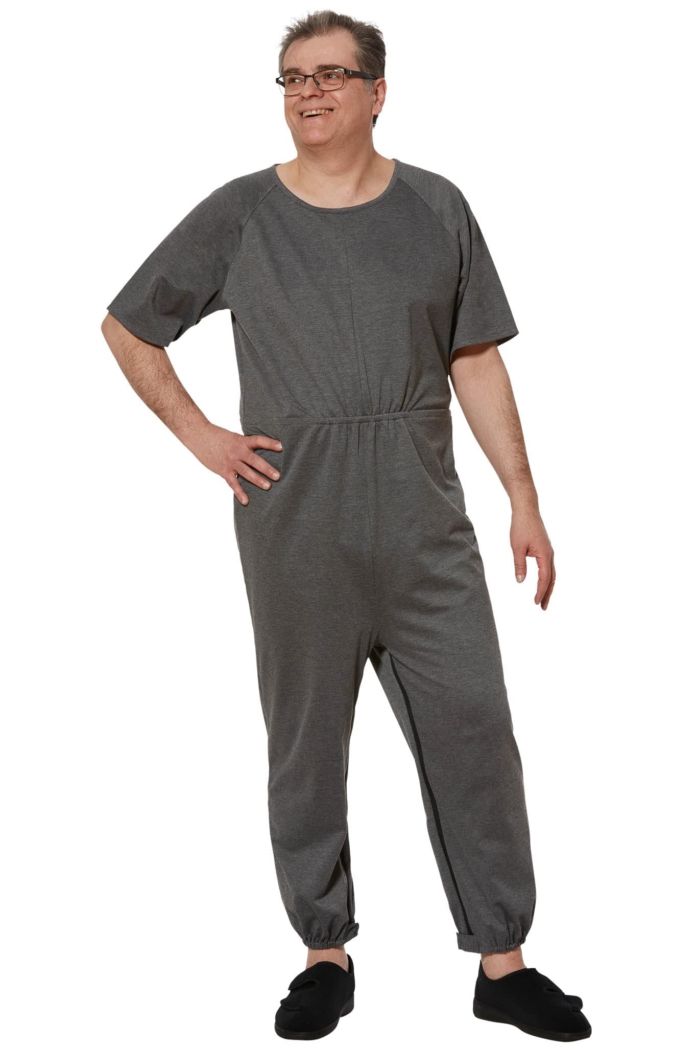 Ovidis Dementia Clothing - Alzheimer's Anti-Strip Jumpsuit for Elderly Men - Comfortable & Secure Onesie for Seniors with Dementia - Perfect for Nursing Homes & Home Care