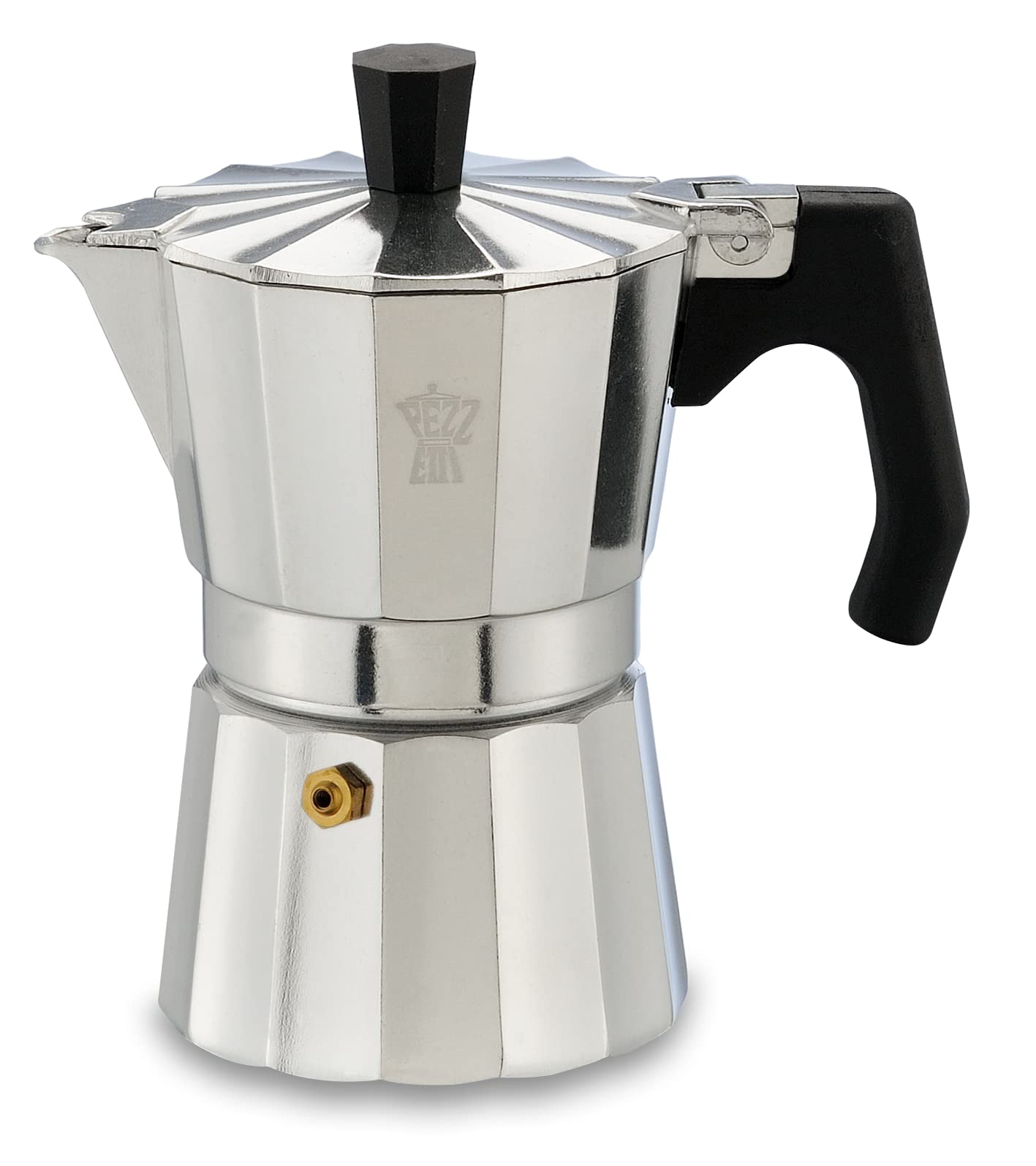 Pezzetti Luxexpress - 3 Cup Aluminum Moka Pot with Heat-Resistant Ergonomic Handle for Gas, Electric & Induction Stovetops - Perfect for Home Coffee Brewing & Espresso Making