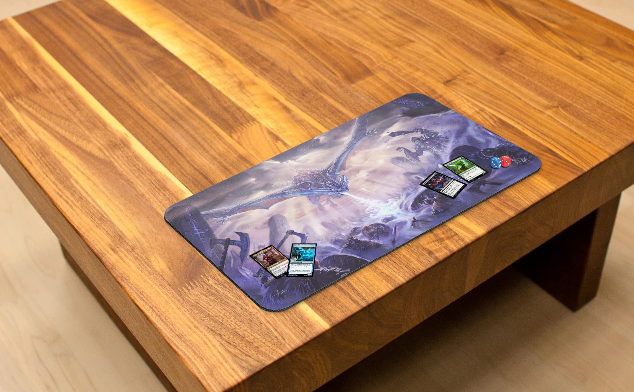 Ice Dragon Stitched MTG Playmat by Asur Misoa - Magic The Gathering Compatible Gaming Mat for MTG, YuGiOh & TCG - Premium Original Art Playmat Accessories - Perfect for Card Game Tournaments & Casual Play