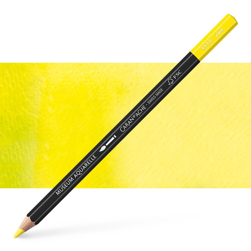 Premium Caran D'Ache Museum Aquarelle Watercolor Pencil - Lemon Yellow (3510.24) | Professional Artist Grade Colored Pencils for Sketching, Drawing & Watercolor Painting | Perfect for Artists, Illustrators & Creative Projects
