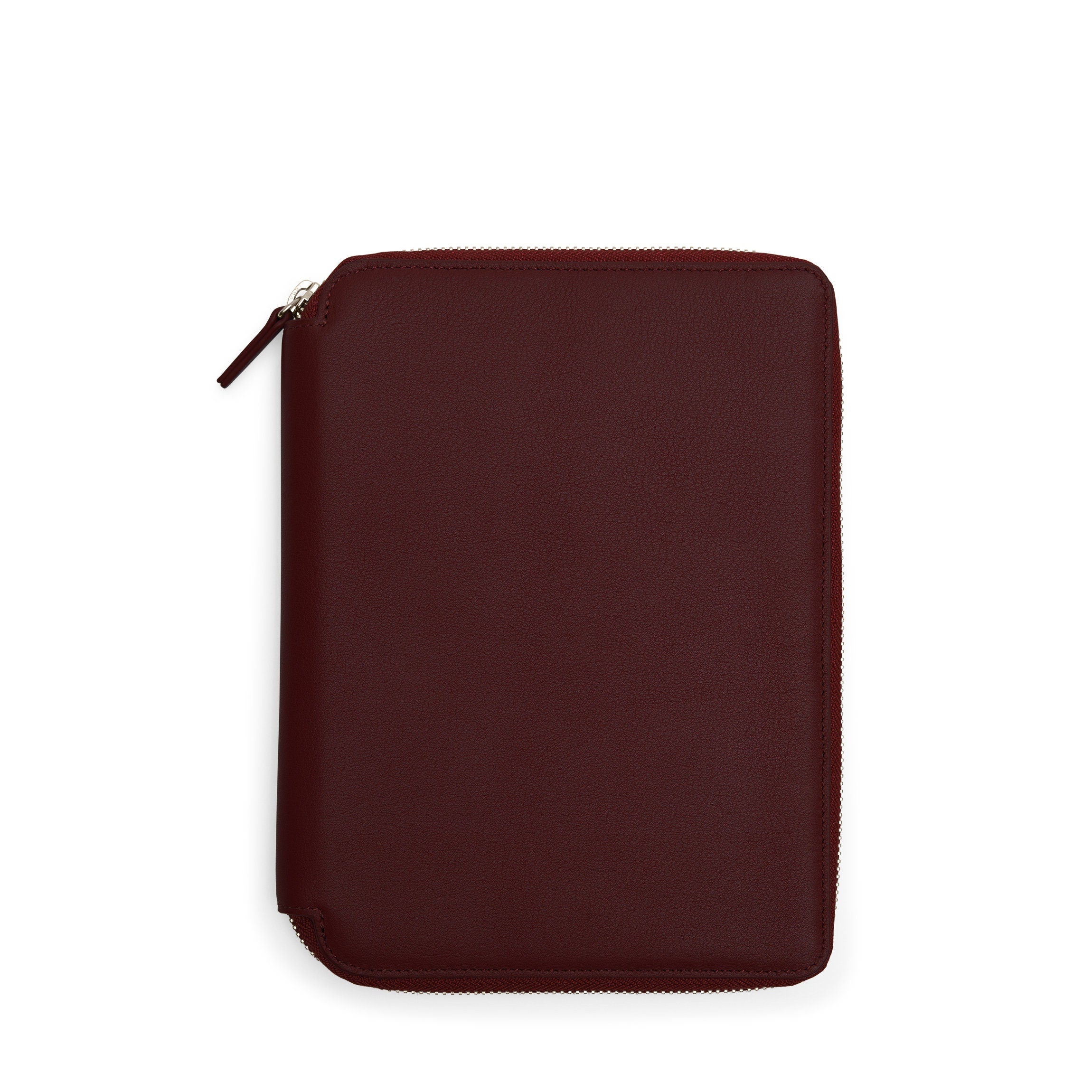 A5 Junior Zippered Padfolio Organizer - Professional Leather Portfolio with Notepad Holder for Students & Business (Bordeaux Red) - Perfect for School, Office Meetings & Job Interviews
