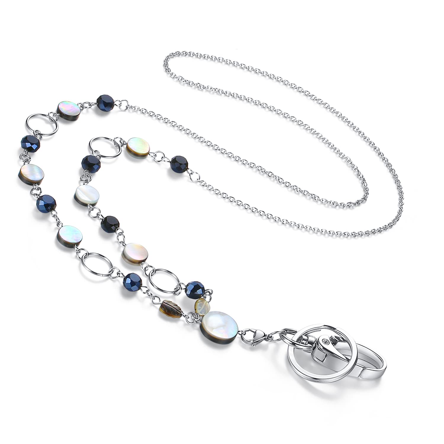 Beaded Lanyard for Women - Cute Bling Keychain & ID Holder - Office, Nurse, Teacher Jewelry