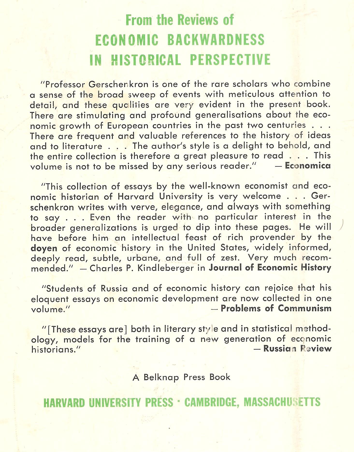 Economic Backwardness in Historical Perspective - Belknap Press Series | Academic Book on Economic Development & Historical Analysis - Perfect for Students, Researchers & Economic Historians