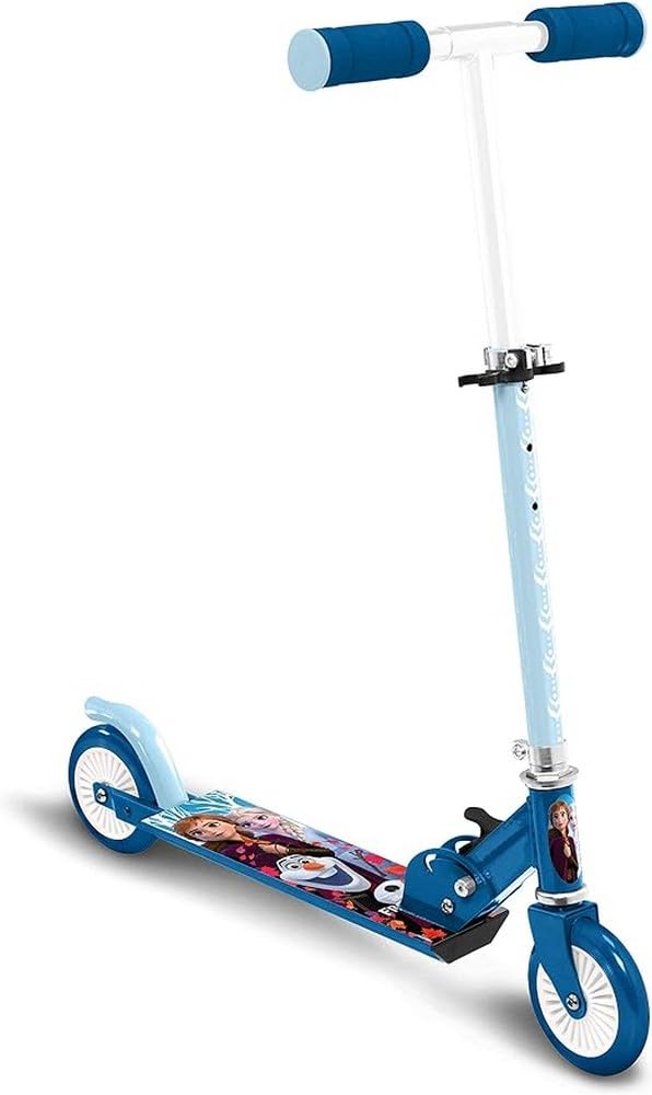 Disney Frozen II Folding Scooter - Anna & Elsa Themed Blue Kick Scooter for Kids | Portable & Adjustable | Perfect for Outdoor Play, Park Rides & Birthday Gifts