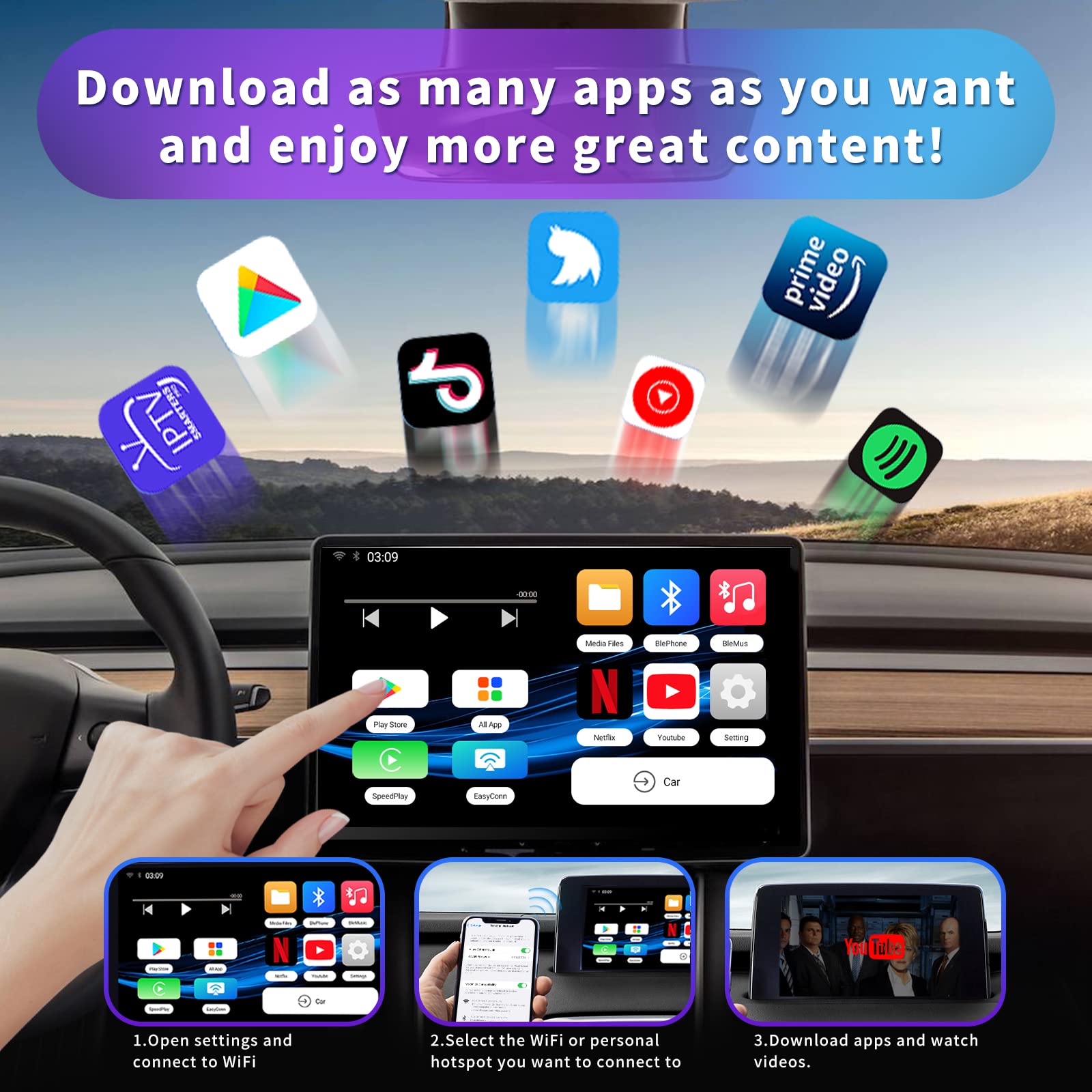 Wireless CarPlay AI Box - Convert Wired to Wireless CarPlay, Supports Netflix/YouTube/MirrorLink/App Download/TF Card, Compatible with Factory Wired CarPlay Cars - Perfect for Streaming & Navigation During Commutes & Road Trips