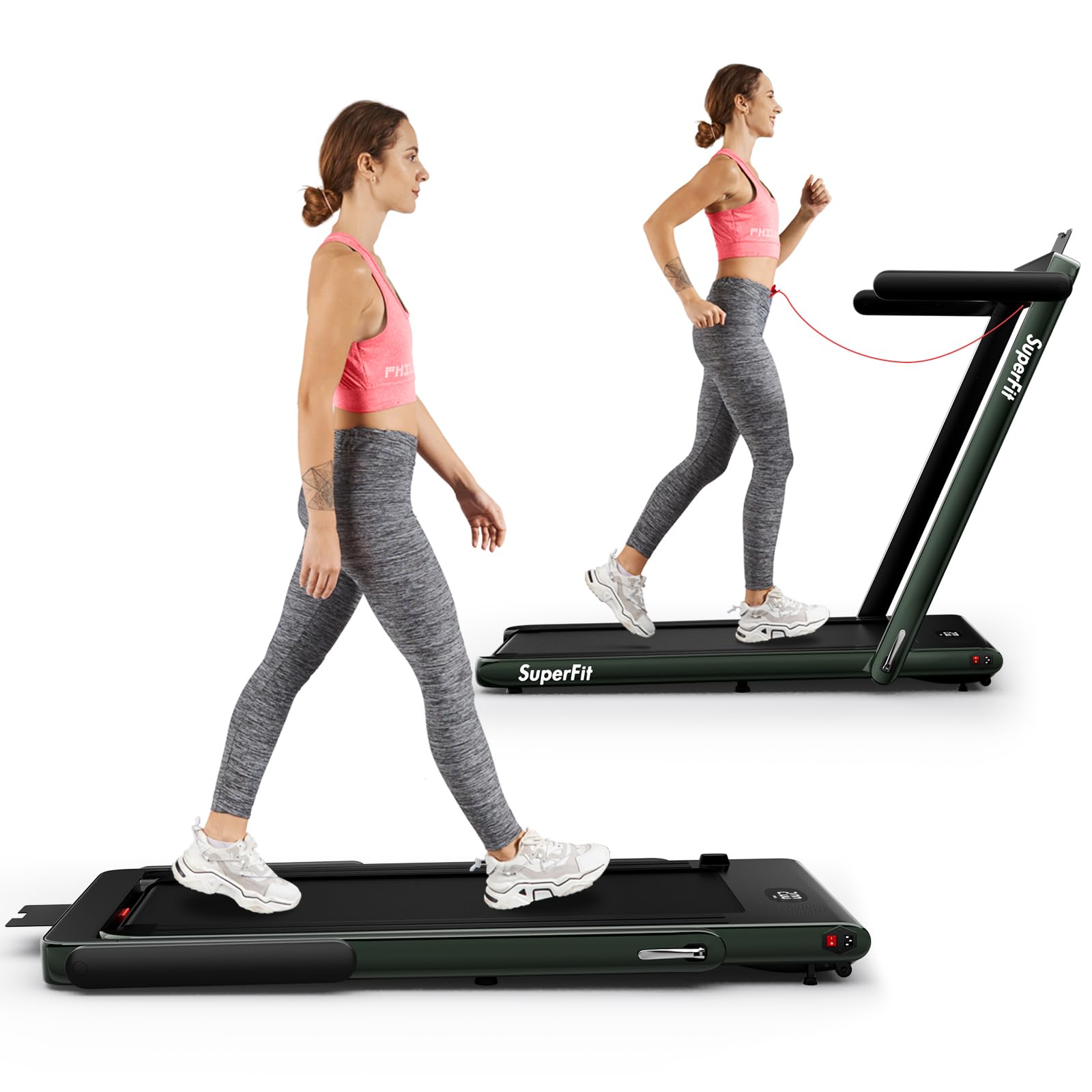 Goplus 1100W Folding Treadmill - Electric Motorized Running Machine for Home Gym Fitness Workout | Compact Space-Saving Design for Small Apartments & Cardio Training