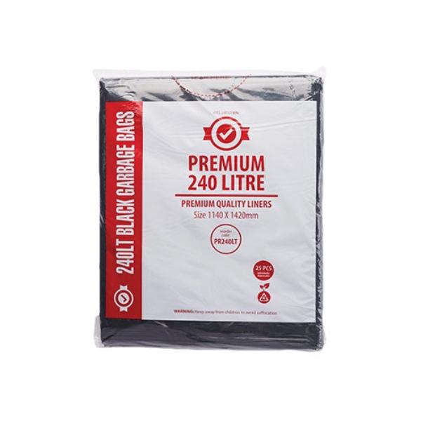Premium Heavy Duty 240L Trash Bags - Extra Thick 55 Gallon Garbage Bags for Kitchen, Office & Outdoor Use - Black Large Trash Can Liners