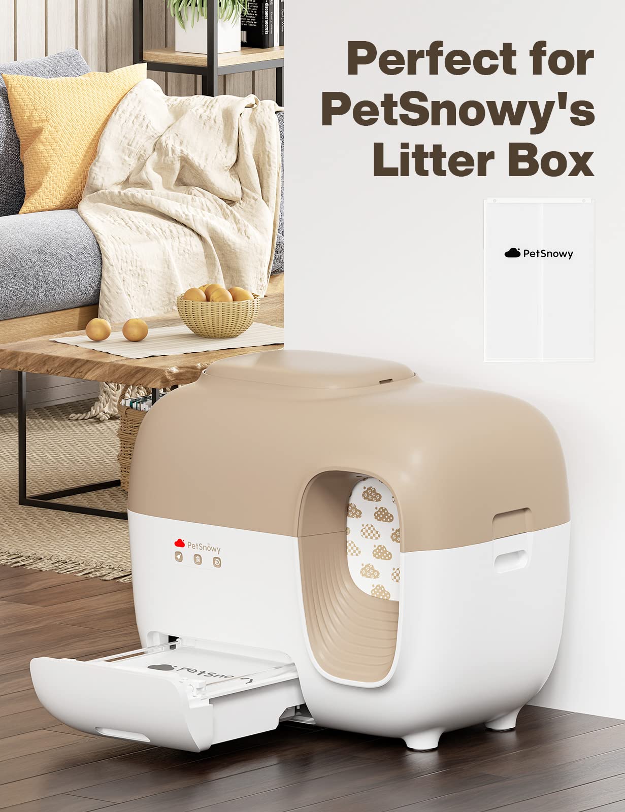 SNOW+ Self-Sealing Cat Litter Box Liners - 60 Pack Waste Drawer Bags for Automatic Litter Boxes | Odor Control & Easy Cleanup | Perfect for Tidy Cats & Multi-Cat Homes