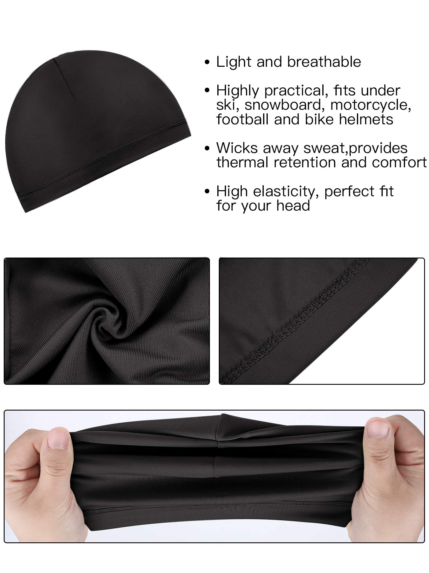 SATINIOR 9-Pack Skull Cap Running Hats for Men - Moisture Wicking Milk Silk Cycling Helmet Liners - Perfect for Running, Cycling, Gym & Outdoor Sports
