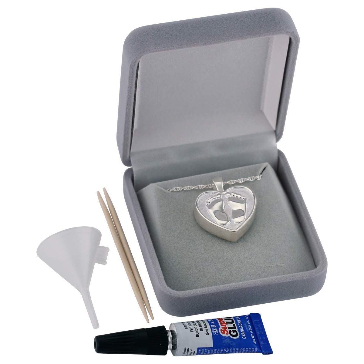 Sterling Silver Heart with Baby Feet Pendant Necklace - Cremation Jewelry for Ashes - Memorial Keepsake for Loved Ones - Perfect for Remembrance, Grieving & Special Occasions