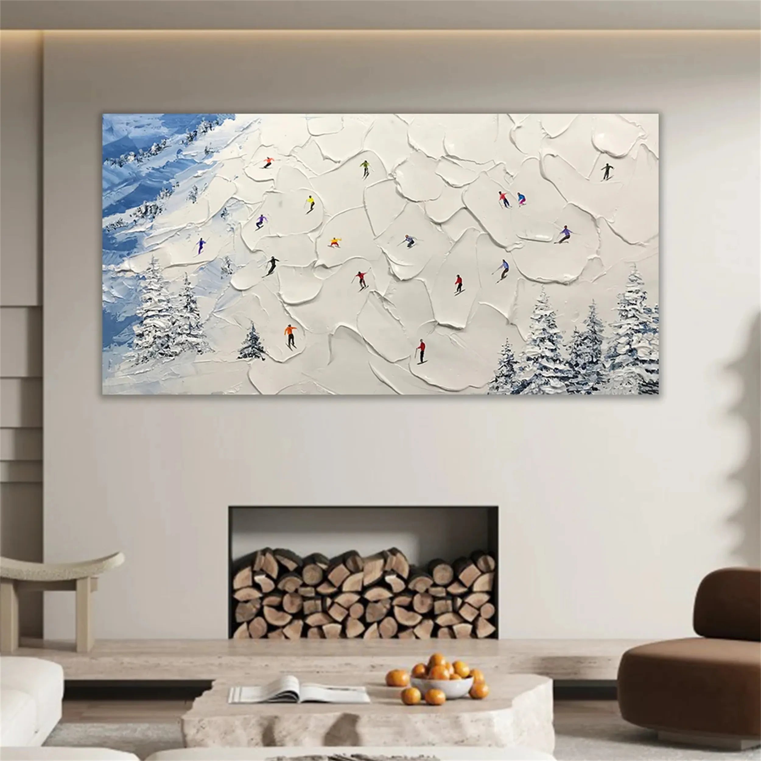 Premium Skiing Sport Art Textured Canvas Painting - Winter Sports Wall Decor for Home & Office (Style #MM214)