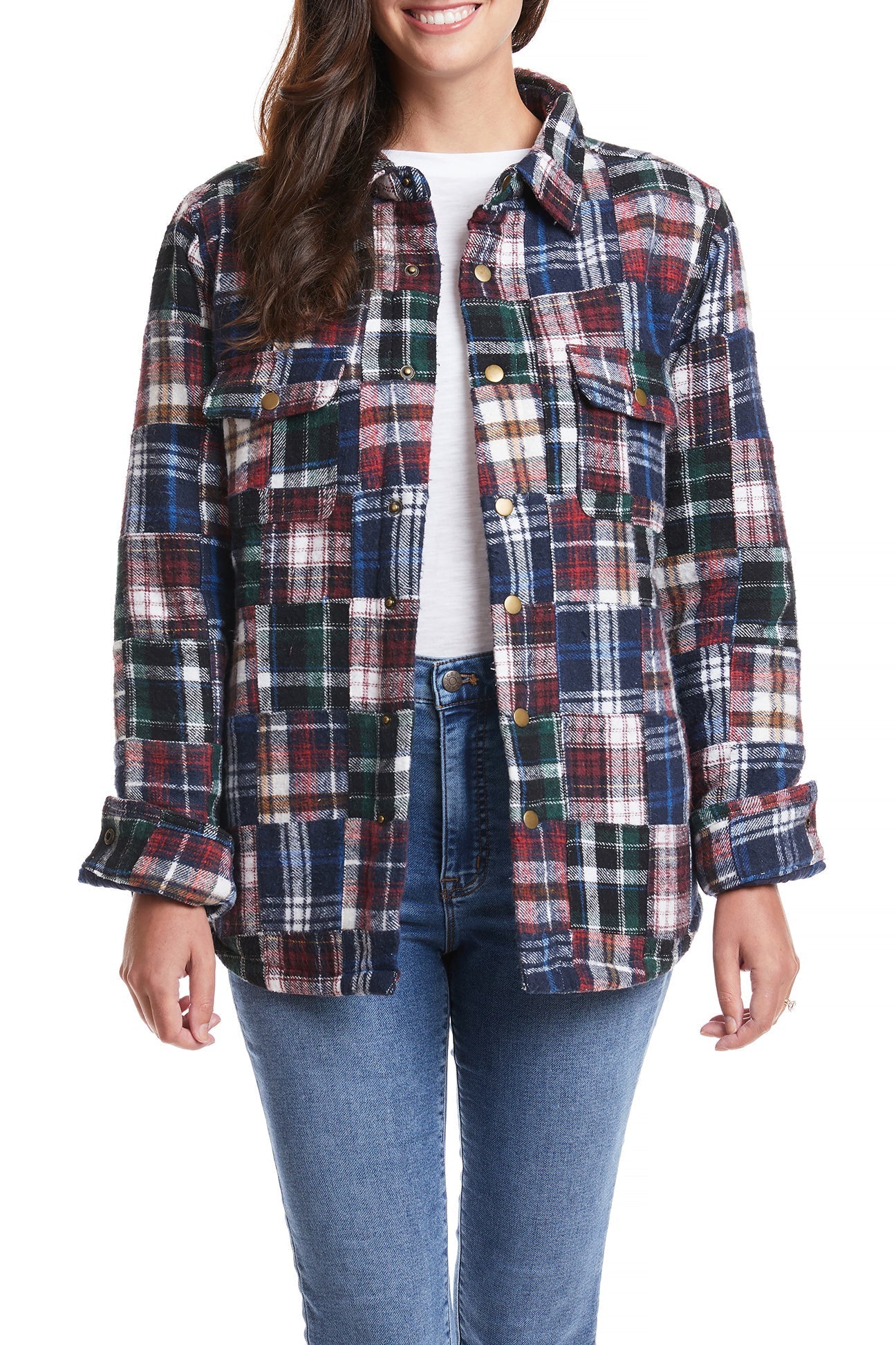 Women's Flannel Shacket with Colorado Patch - Cozy Madras Plaid Overshirt for Fall & Winter Layering | Perfect for Outdoor Adventures & Casual Wear