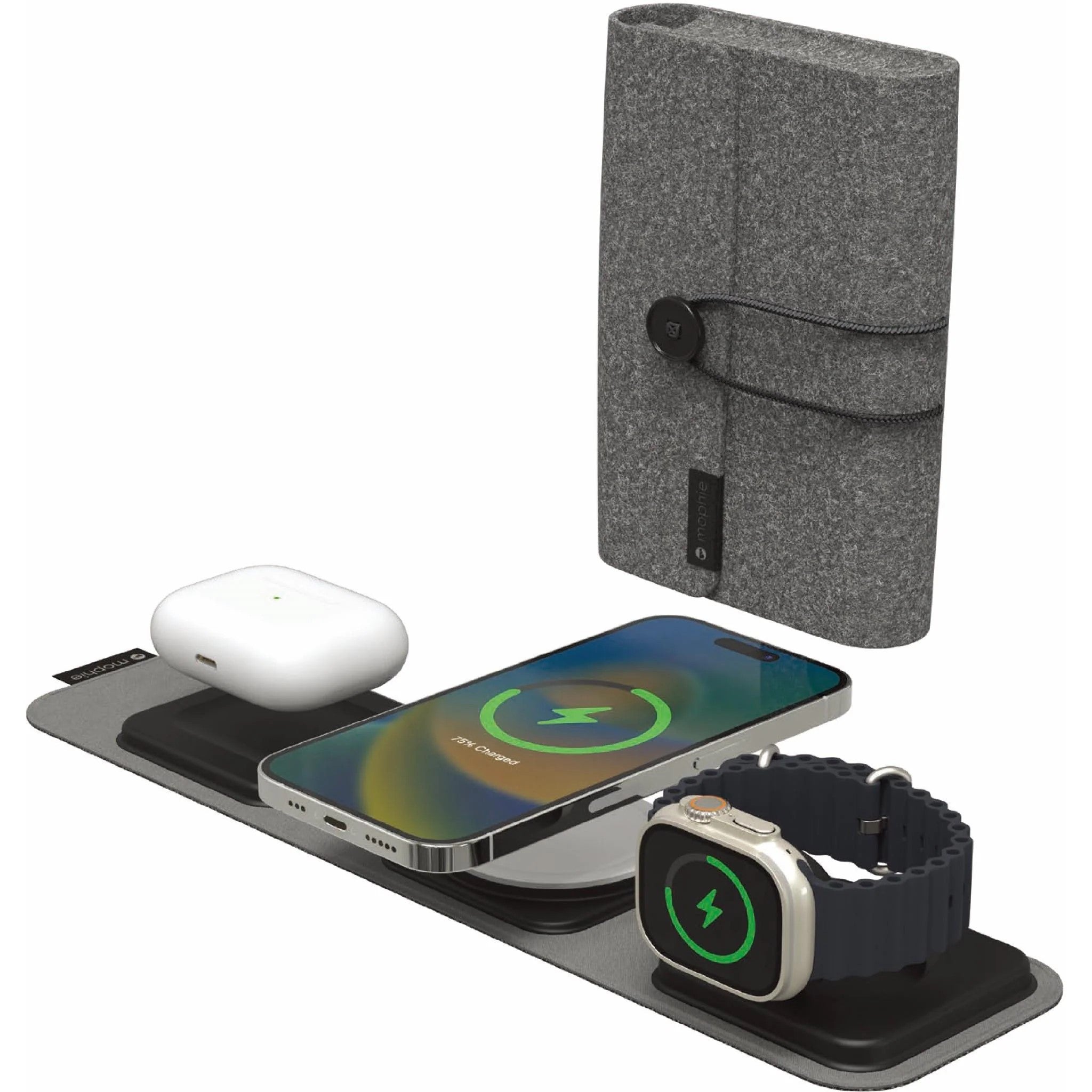 Mophie Snap+ Multi Device Travel Charger with Power Supply & Case - Fast Charging for iPhone, Android, AirPods - Perfect for Travel, Office & Home Use