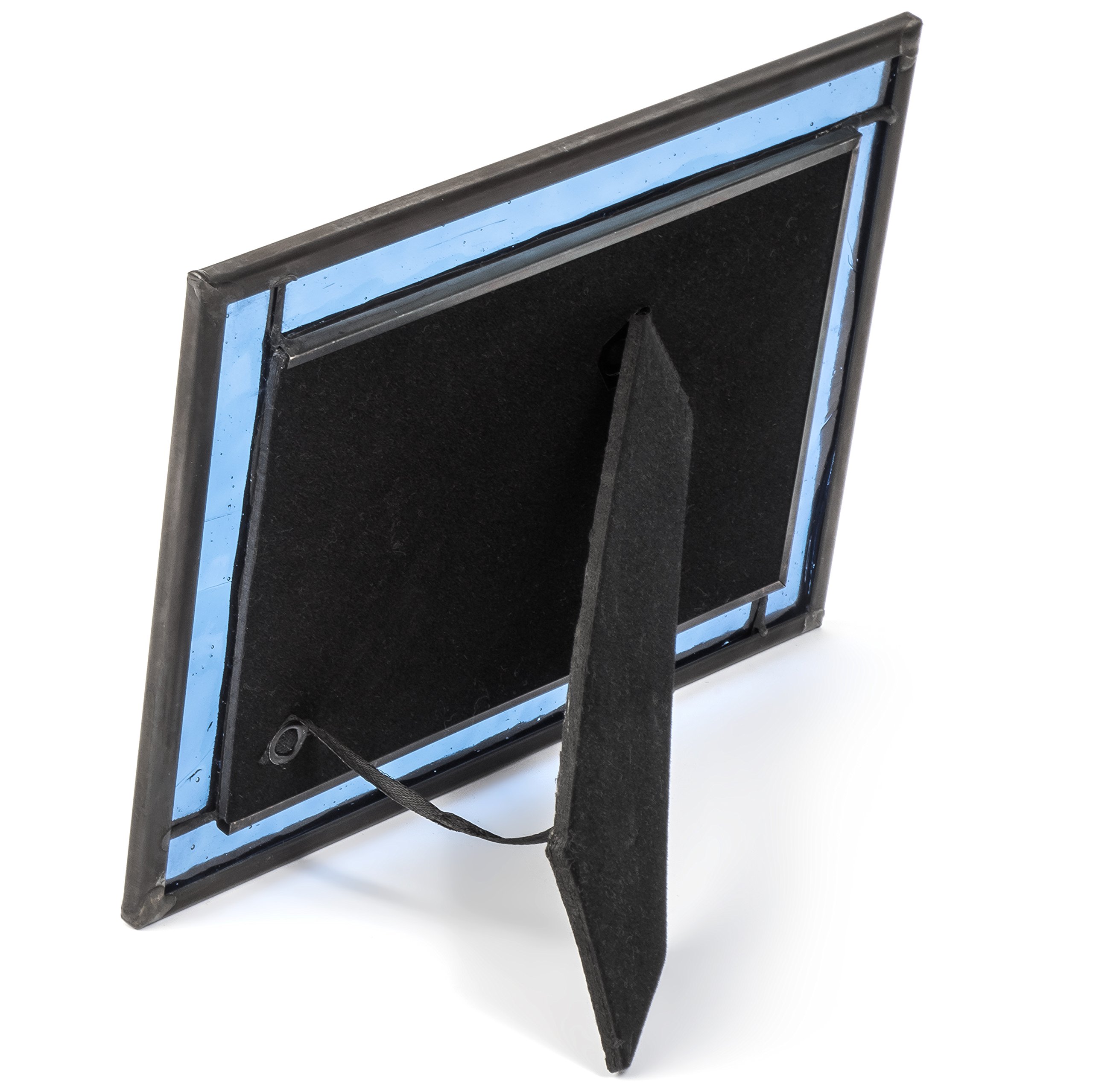 Blue Stained Glass Picture Frame 4x6 - Home Decor & Graduation Gift for Wall or Table Display