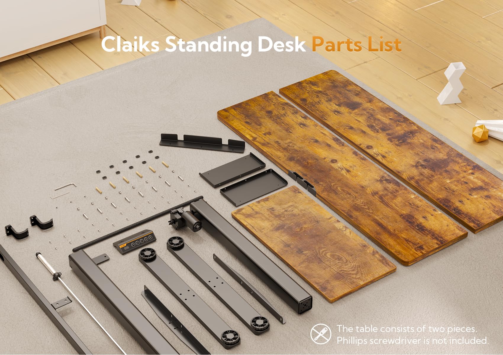 Claiks Adjustable Height Standing Desk with Keyboard Tray - 48 Inch Rustic Brown Home Office Desk for Computer Workstation | Perfect for Ergonomic Workspace & Small Office Setup