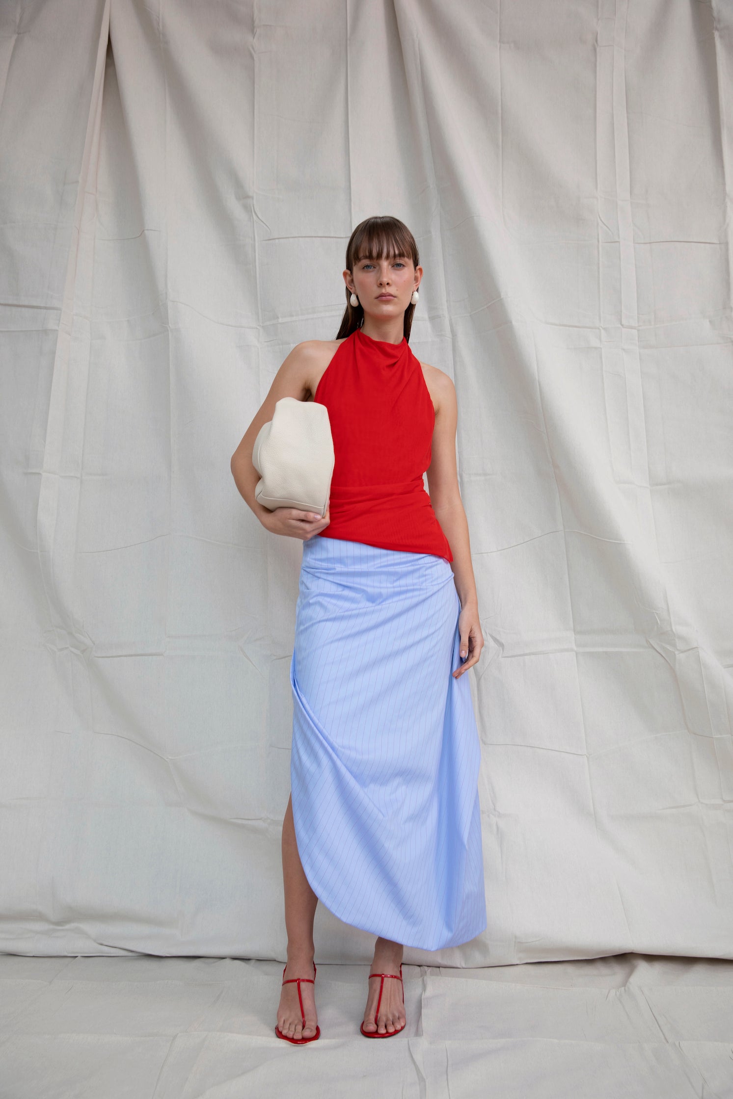 Lori Midi Skirt Sky Blue - Women's Flowy A-Line Skirt for Casual, Office & Summer Outfits