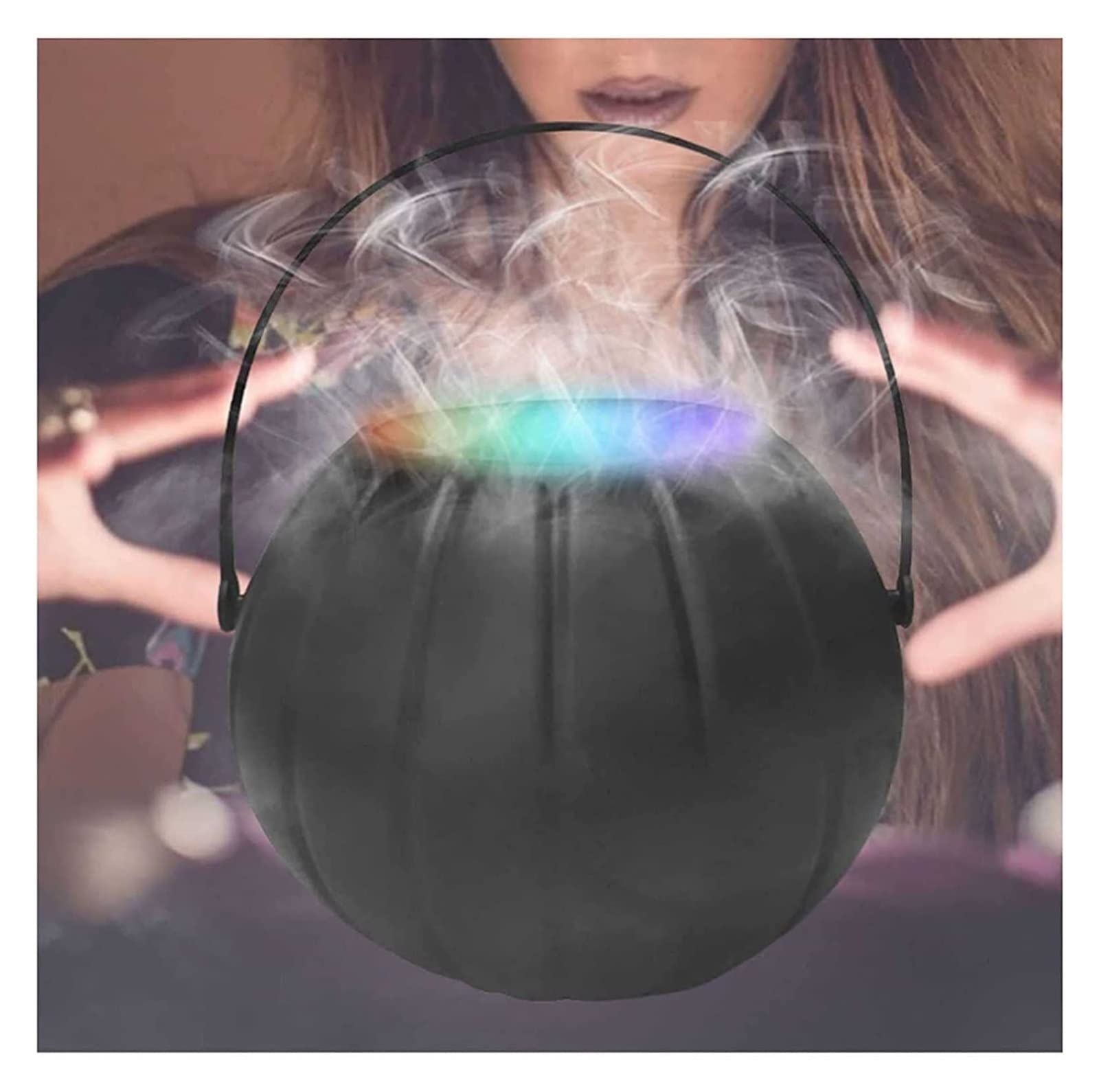 DEIOVR Halloween Witch Cauldron with LED Lights & Ultrasonic Fog Maker - 12 Color Changing Indoor Decor for Spooky Party, Haunted House, and Halloween Night Atmosphere