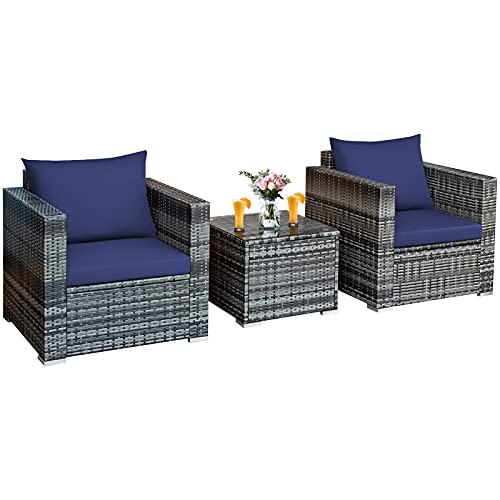 Mix Grey Rattan With Navy Cushion