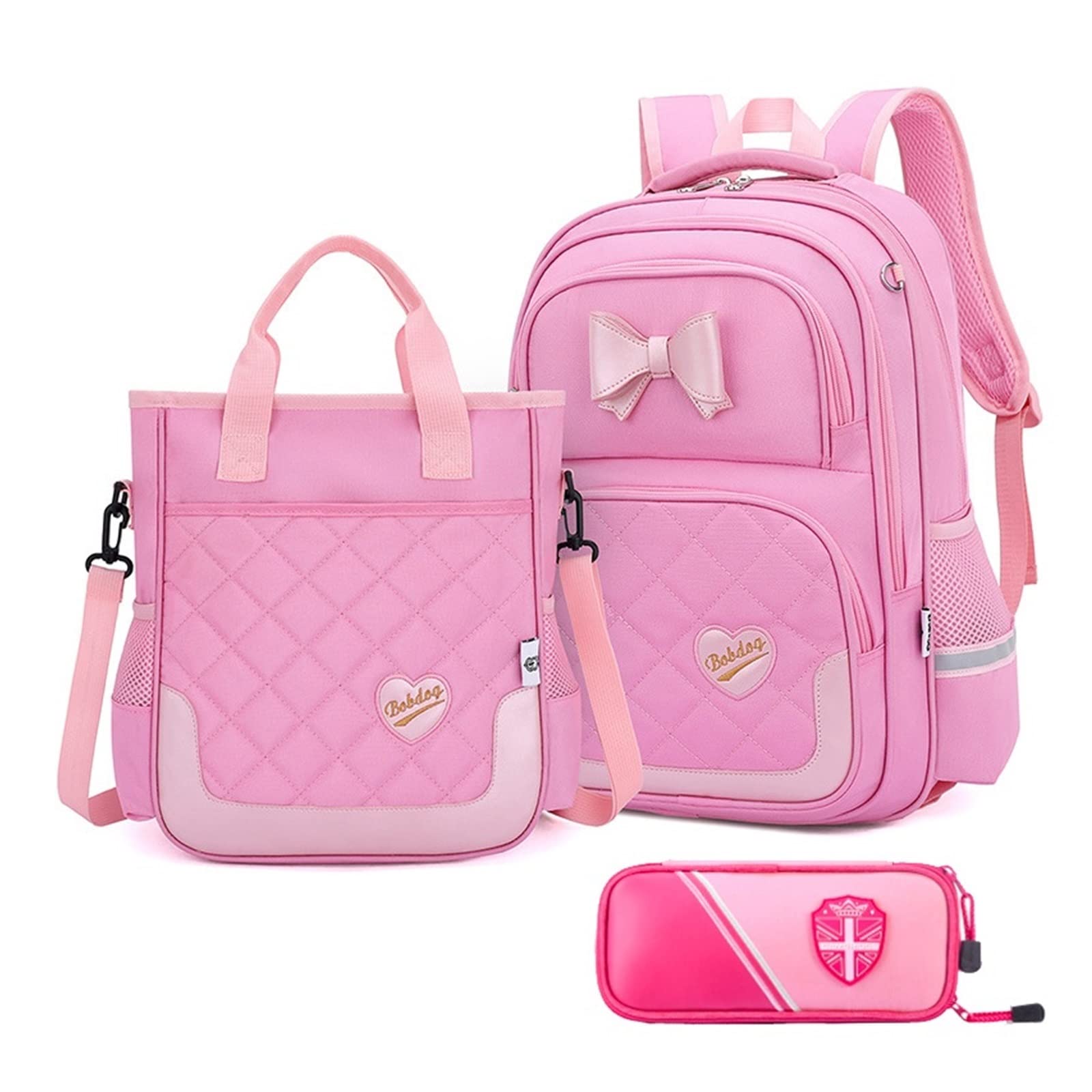 DAPERCI 3 Piece Kawaii Backpack Set for Girls - Cute School Bags for Teenagers & Kids, Ergonomic Orthopedic Design, Lightweight Luggage (Pink) - Perfect for School, Travel, and Daily Use