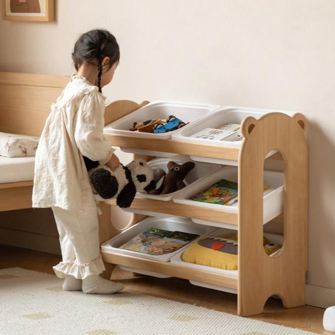 Solid Wood Kids Bookshelf - Poplar Multi-Tier Floor Standing Storage Organizer for Toys, Books & Nursery Decor | Perfect for Playrooms, Bedrooms & Daycares