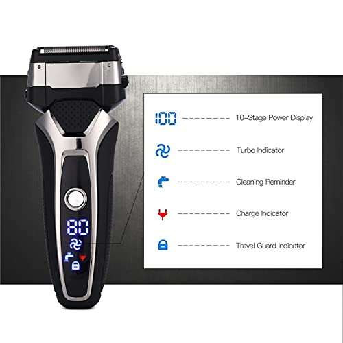 Premium Electric Razor for Men - Rechargeable 3D Floating Blade Beard Trimmer & Shaver with Washable Head - Professional Grooming Kit for Smooth Shaving at Home or Travel