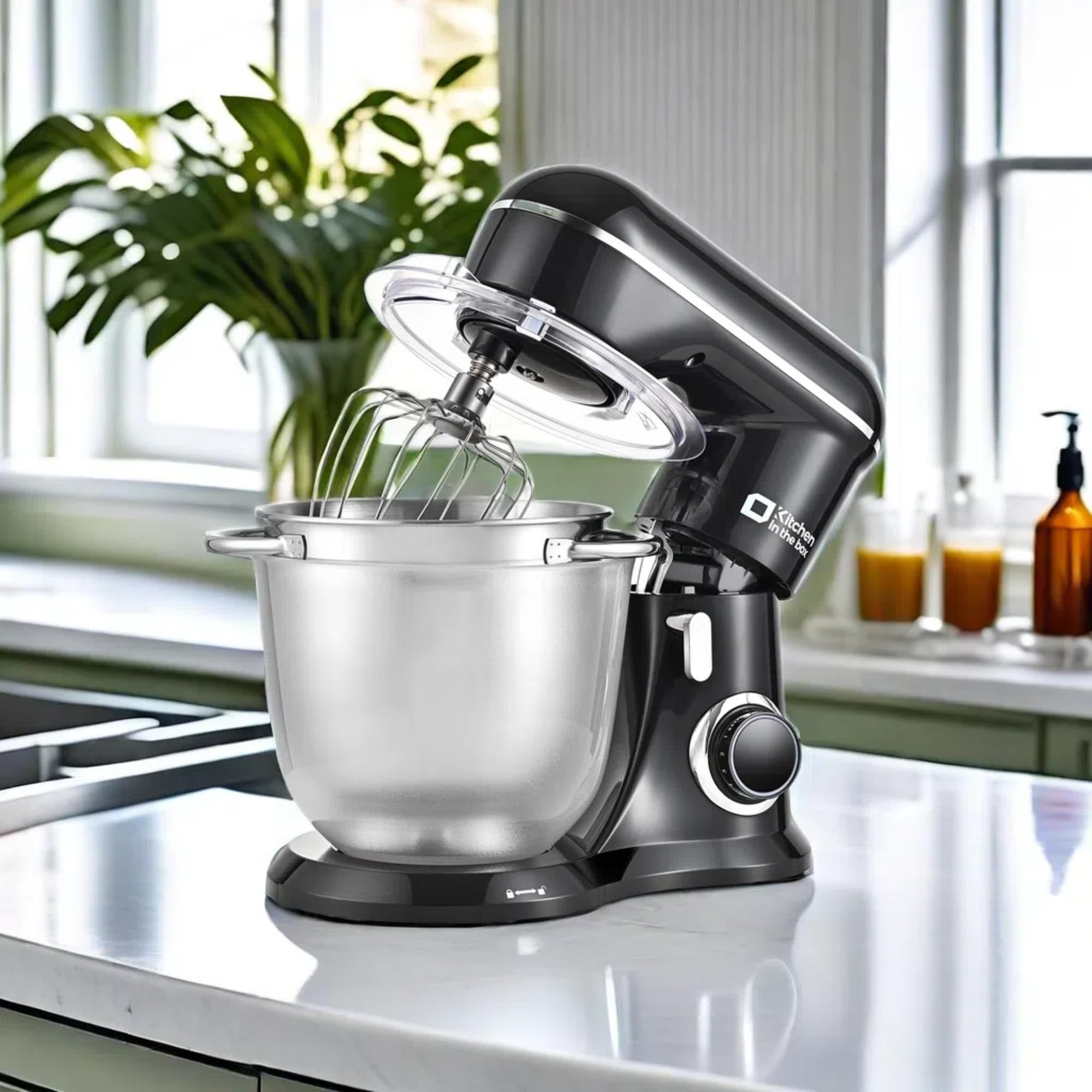 4.5QT+5QT Stand Mixer with 10 Speeds - Electric Food Mixer with Egg Whisk, Dough Hook & Flat Beater - Kitchen Mixer for Baking, Cooking & Daily Use (Black) - Perfect for Home Bakers & Cooking Enthusiasts