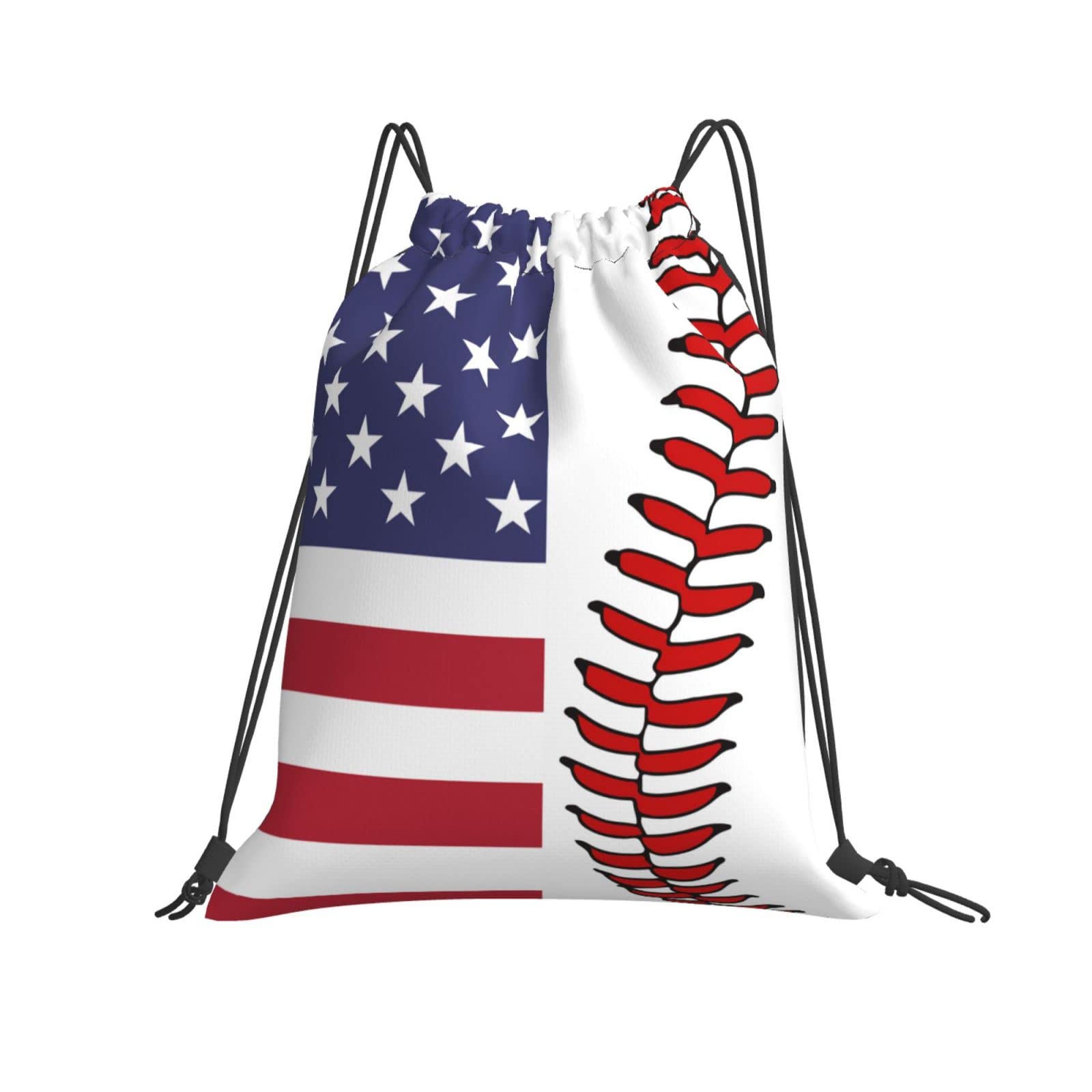 **USA Flag Baseball Drawstring Backpack - Lightweight Cinch Sack for Men, Women & Kids - Perfect for Gym, Yoga, Swimming & Sports - Durable Small String Bag for School, Travel & Outdoor Activities**