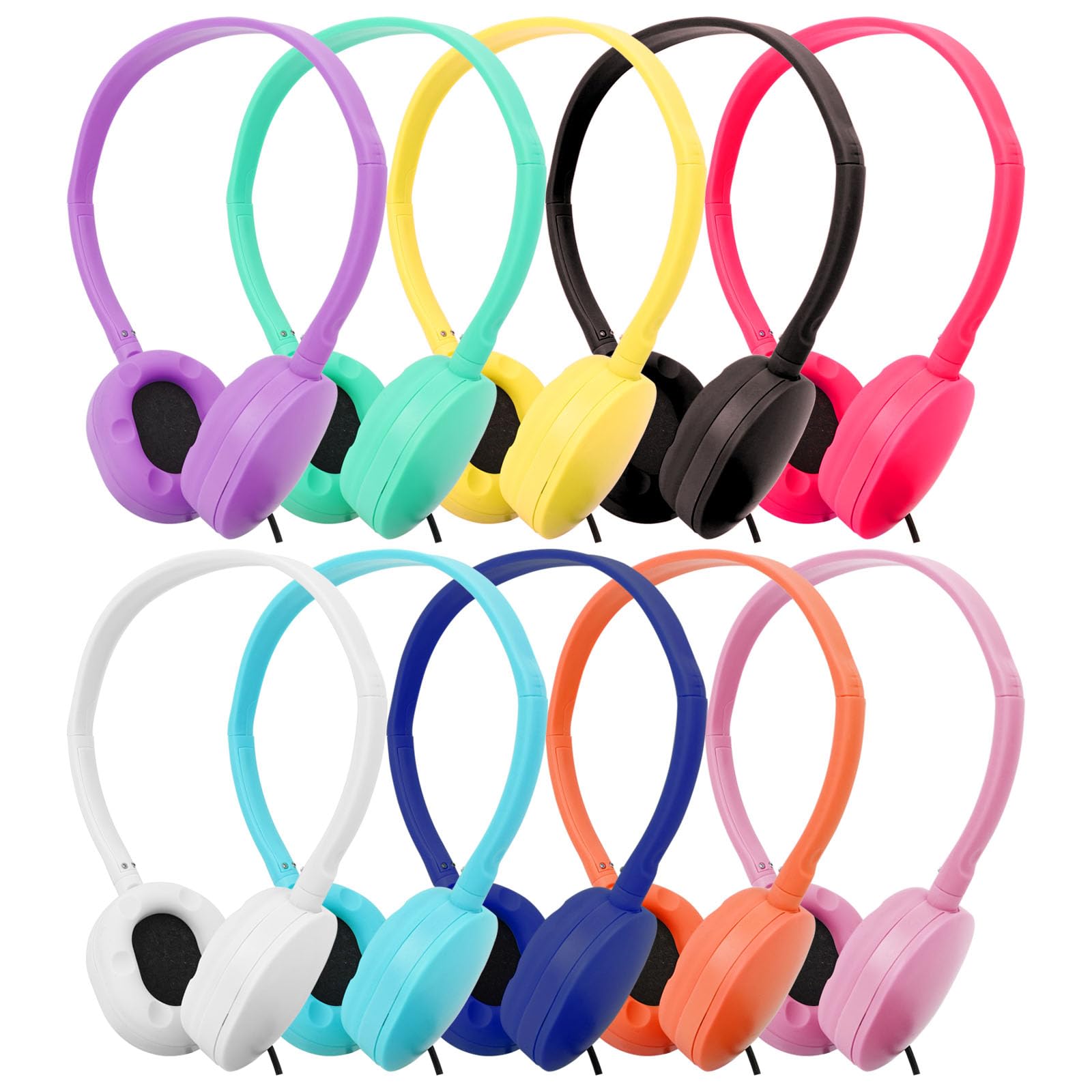 **15 Pack Bulk Wired Headphones for Kids - Adjustable School Headphones with 3.5mm Jack for Classroom, Library & Museum Use - Mixed Colors (Wholesale)**    **Usage Scenarios:** Perfect for school classrooms, online learning, libraries, museums, and educational institutions.