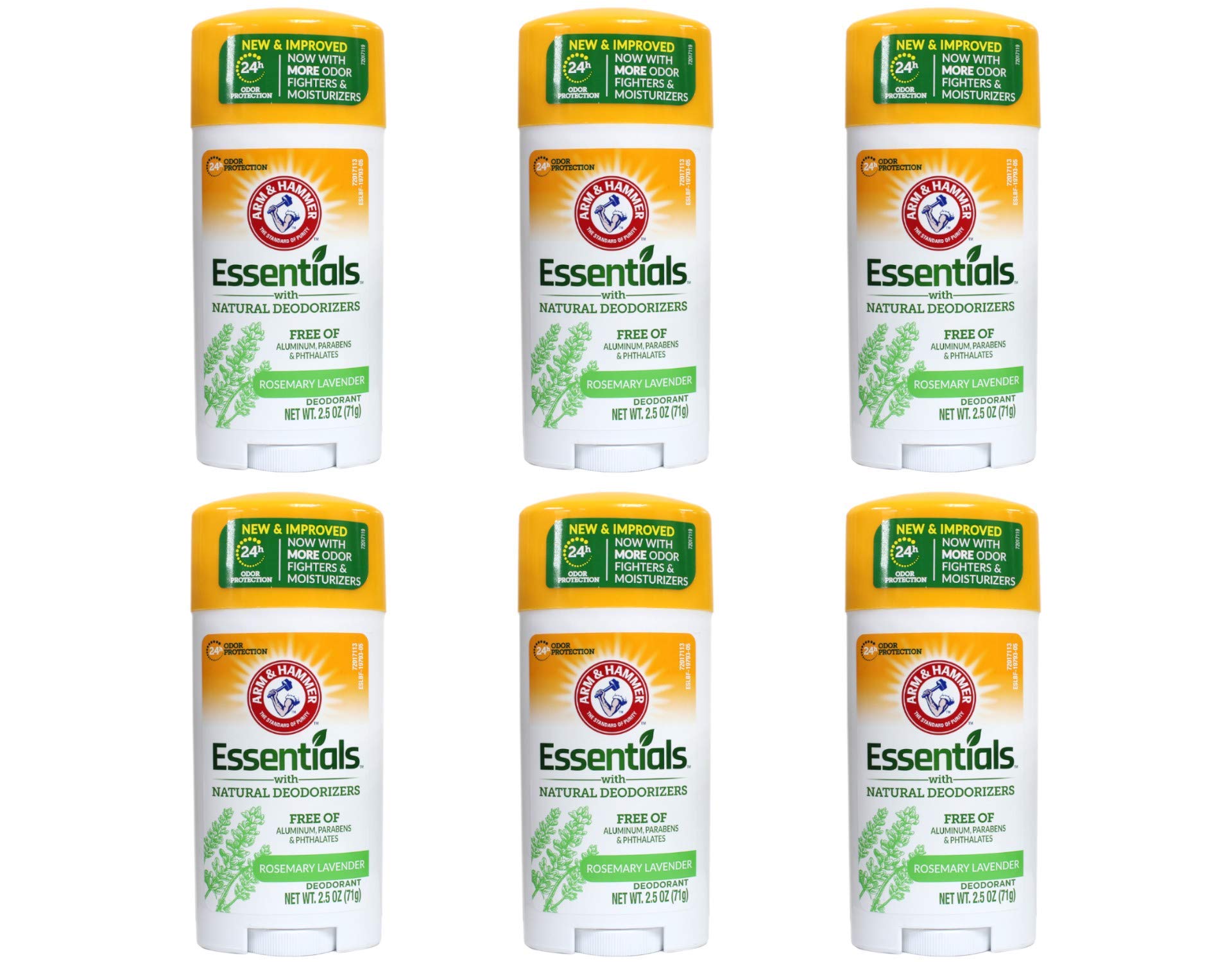Arm & Hammer Essentials Natural Deodorant for Women & Men - Fresh Scent, Aluminum Free, 2.5 Oz (Pack of 6) - All Day Protection for Workouts, Office & Daily Use