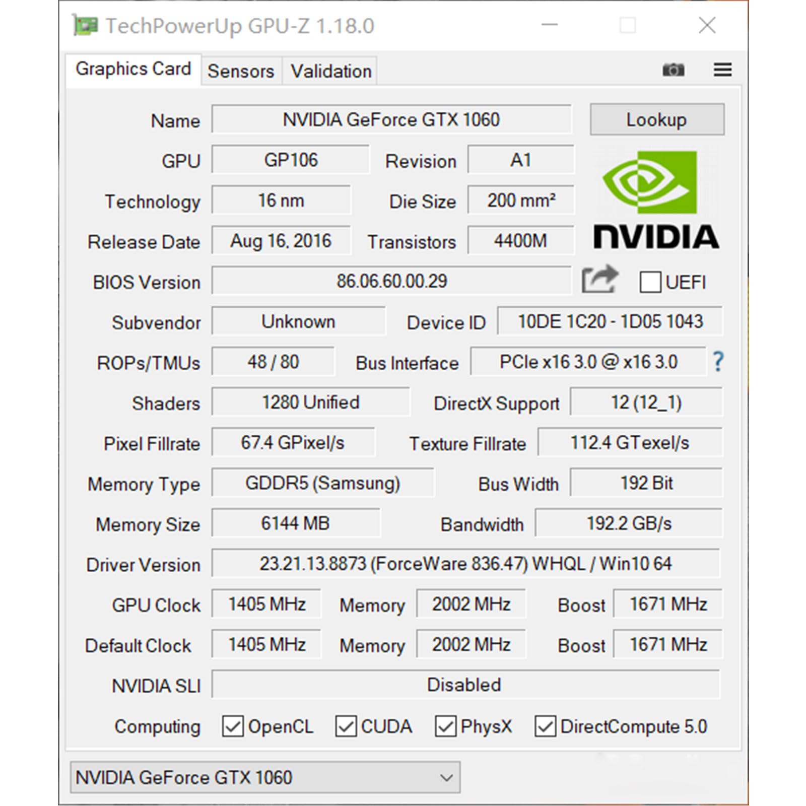 NVIDIA GeForce GTX 1060 3GB GDDR5 192-bit Gaming Graphics Card - Dual Fan, PCIe x16 2.0, DVI/HDMI/DP Output for PC Gaming, VR & 4K Video Editing