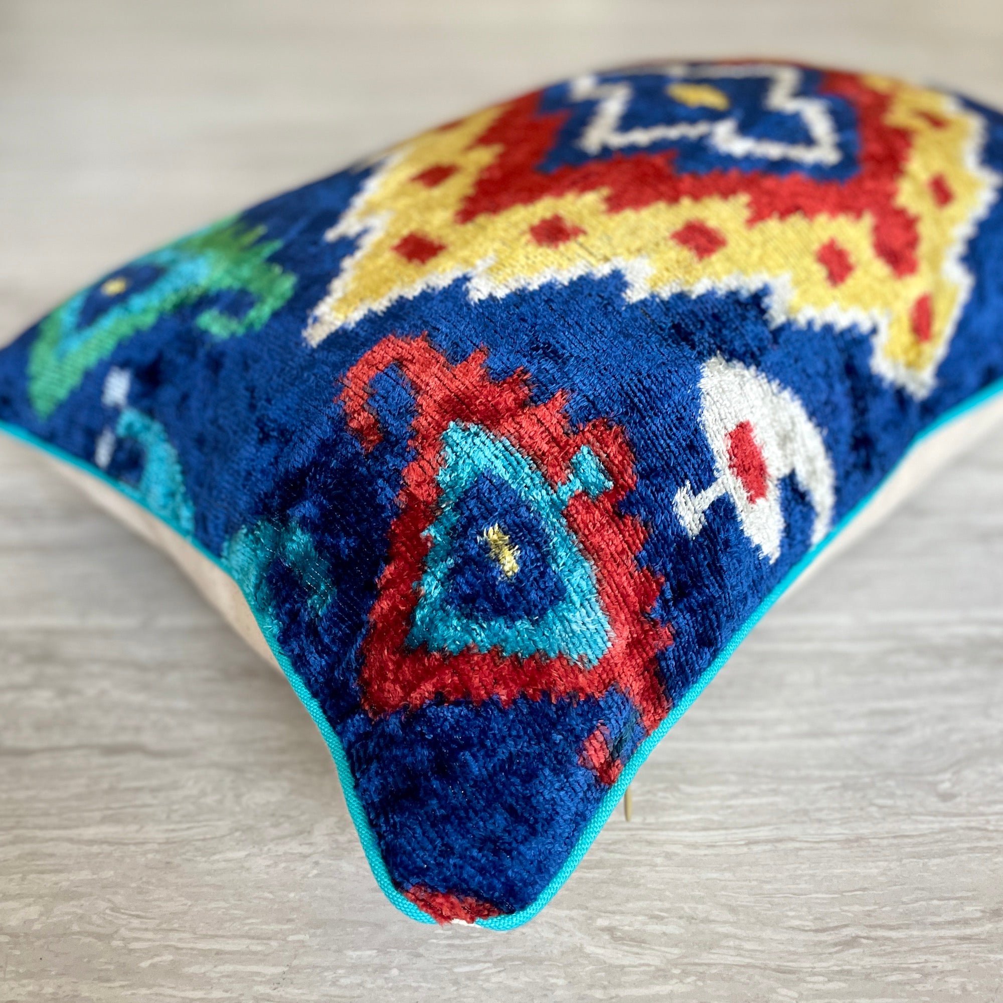 Velvet Ikat Zodiac Cushion Cover - Soft Decorative Throw Pillow Case for Sofa, Bed, Chair - Home Decor Gift for Astrology Lovers