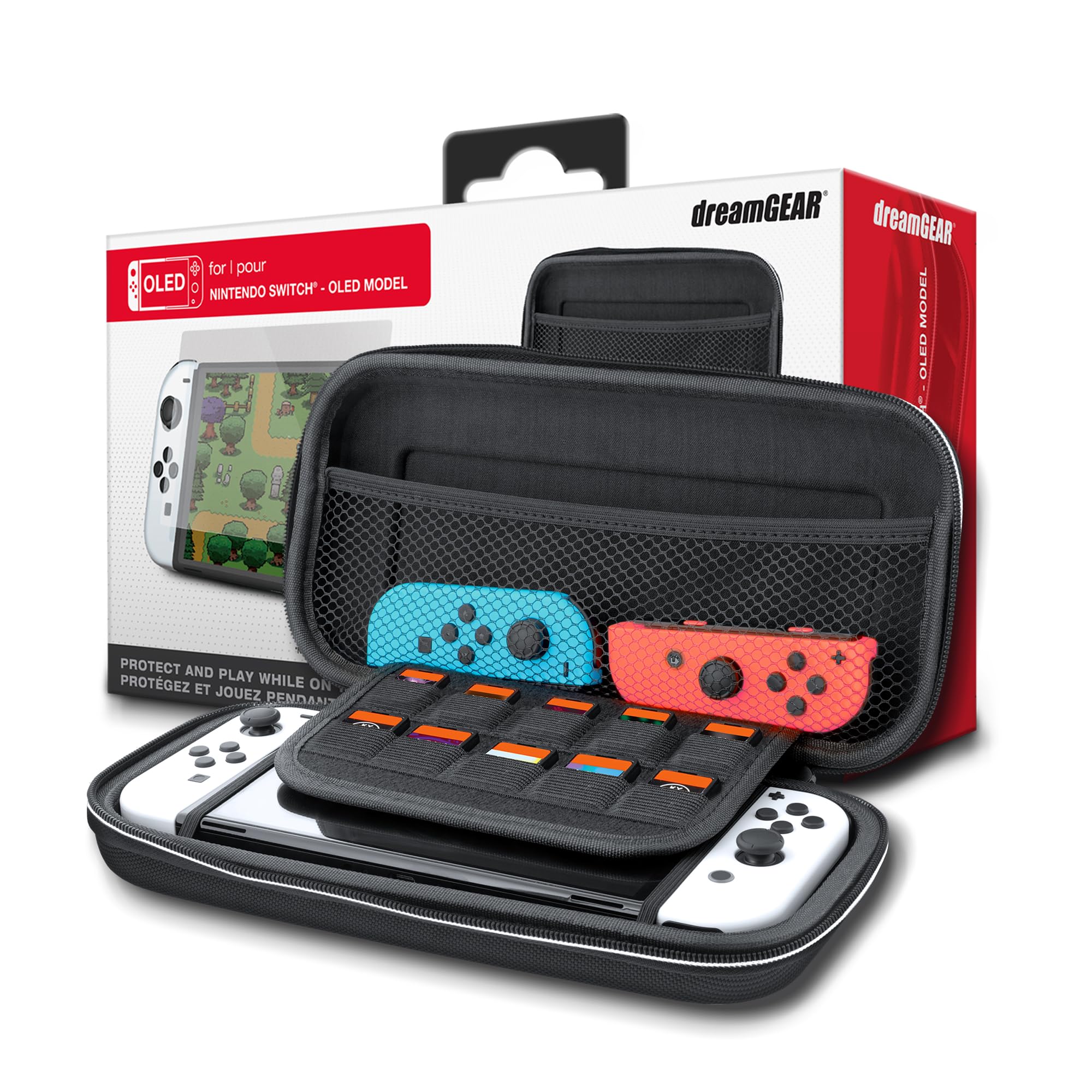 dreamGEAR Guardian Pack for Nintendo Switch OLED - Protective Hard Travel Case with Screen Protector | Compatible with Nintendo Switch & OLED Model | Perfect for Gaming On-The-Go & Travel Protection