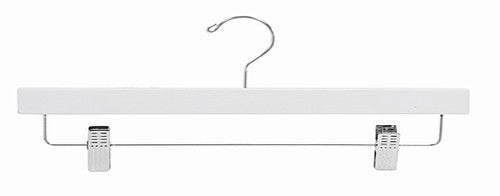 White Wooden Pant & Skirt Hanger - Space Saving Closet Organizer for Pants, Skirts, Trousers - Perfect for Home, Office, and Retail Store Display