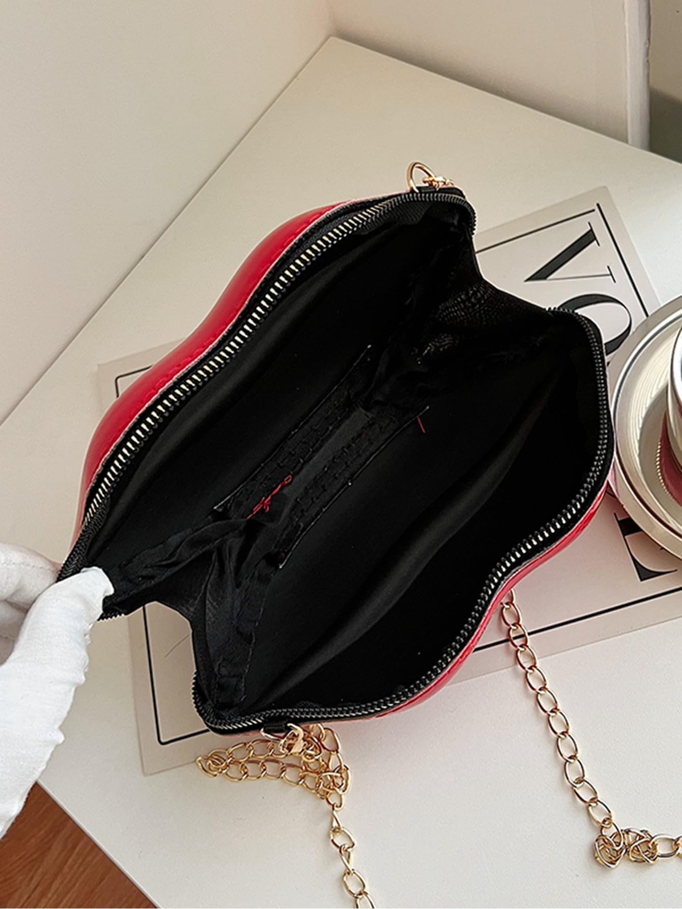 QWINEE Lip Shaped Crossbody Bag for Women - Stylish Shoulder Tote with Zipper Closure | Perfect for Daily Use, Travel, and Fashion Accessories
