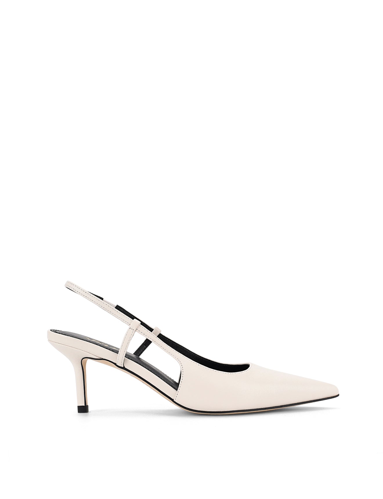 Yohana Women's Heeled Slingback Sandals - White Leather Dress Shoes for Weddings, Parties & Office Wear