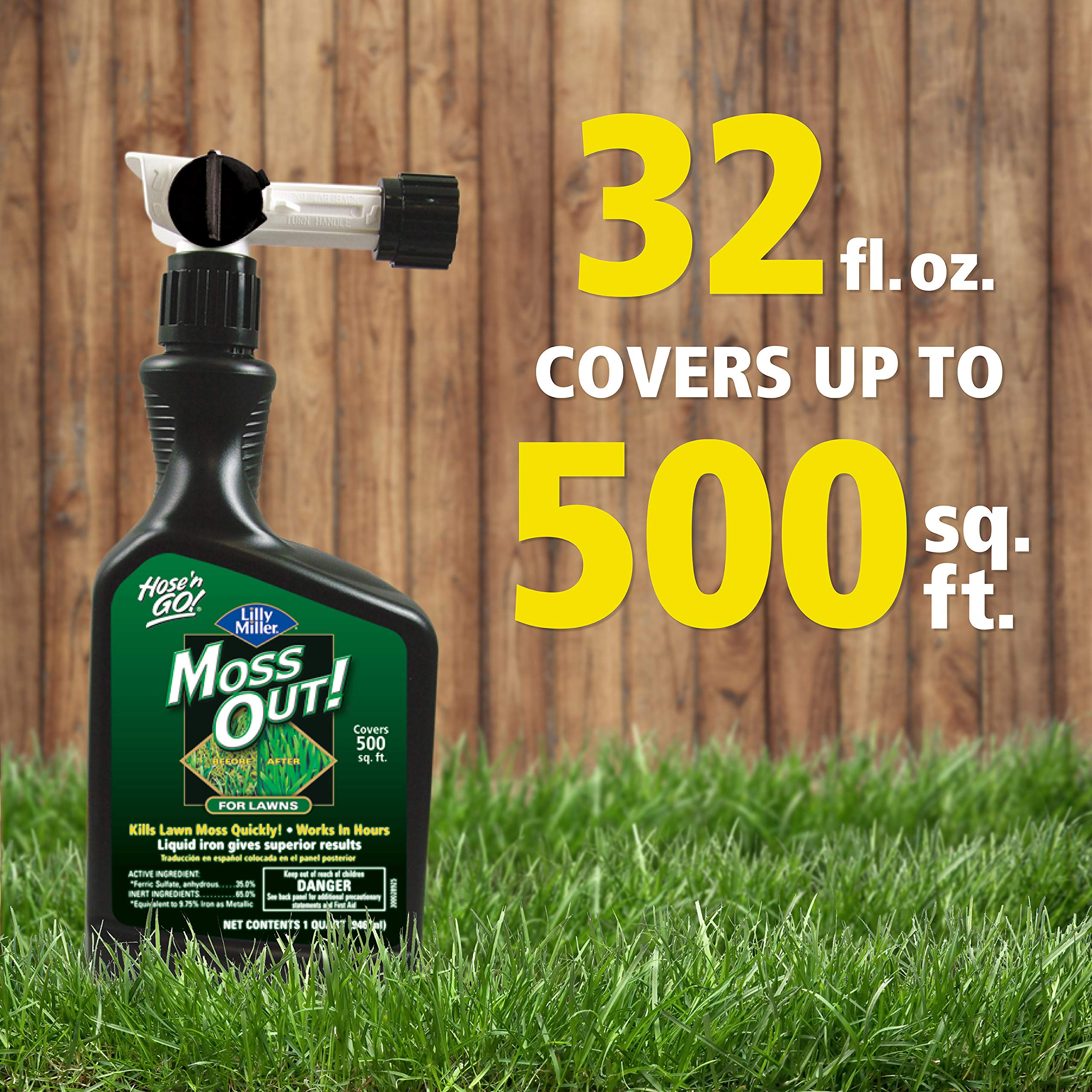 Lilly Miller Moss Out for Lawns Ready-to-Spray 32oz (1-Pack) | Fast-Acting Moss Killer | Safe for Grass | Ideal for Shady Areas, Roofs & Driveways