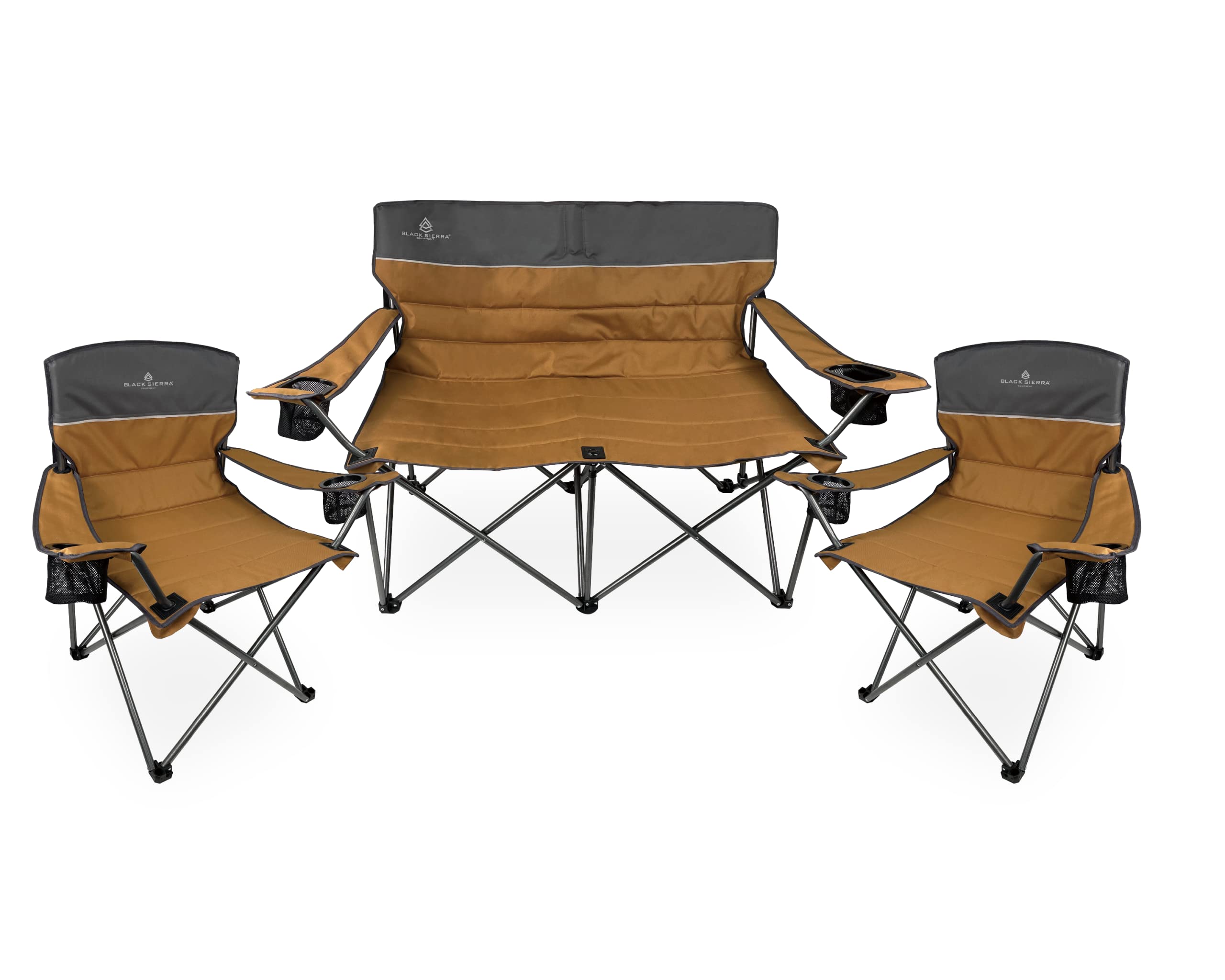 3-Piece Campfire Set - Folding Loveseat & Chairs for Camping, Beach, Outdoor