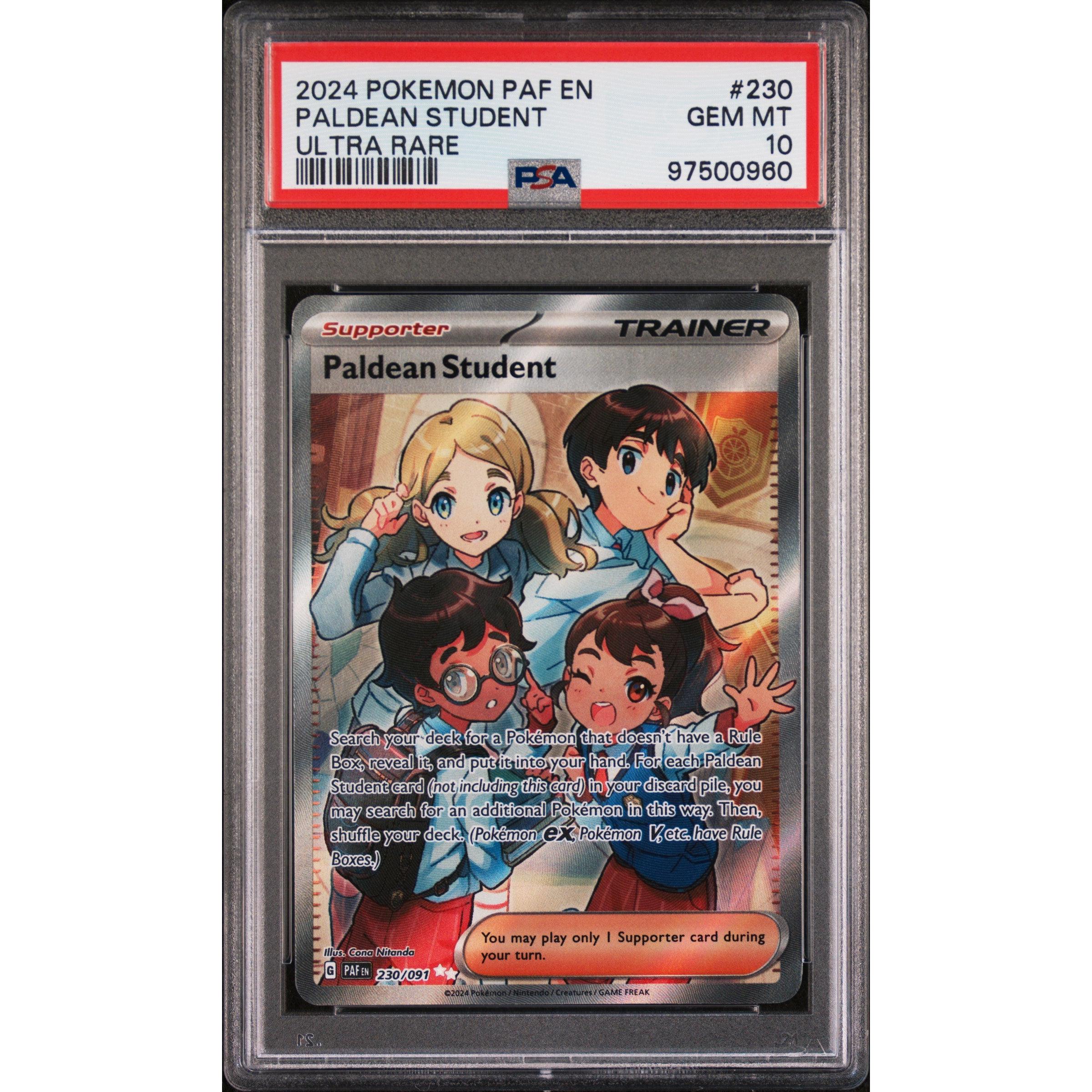 2024 Pokemon Paldean Fates Paldean Student 230/091 PSA 10 Graded Trading Card - Rare Collectible for Pokemon TCG Enthusiasts, Perfect for Display & Investment