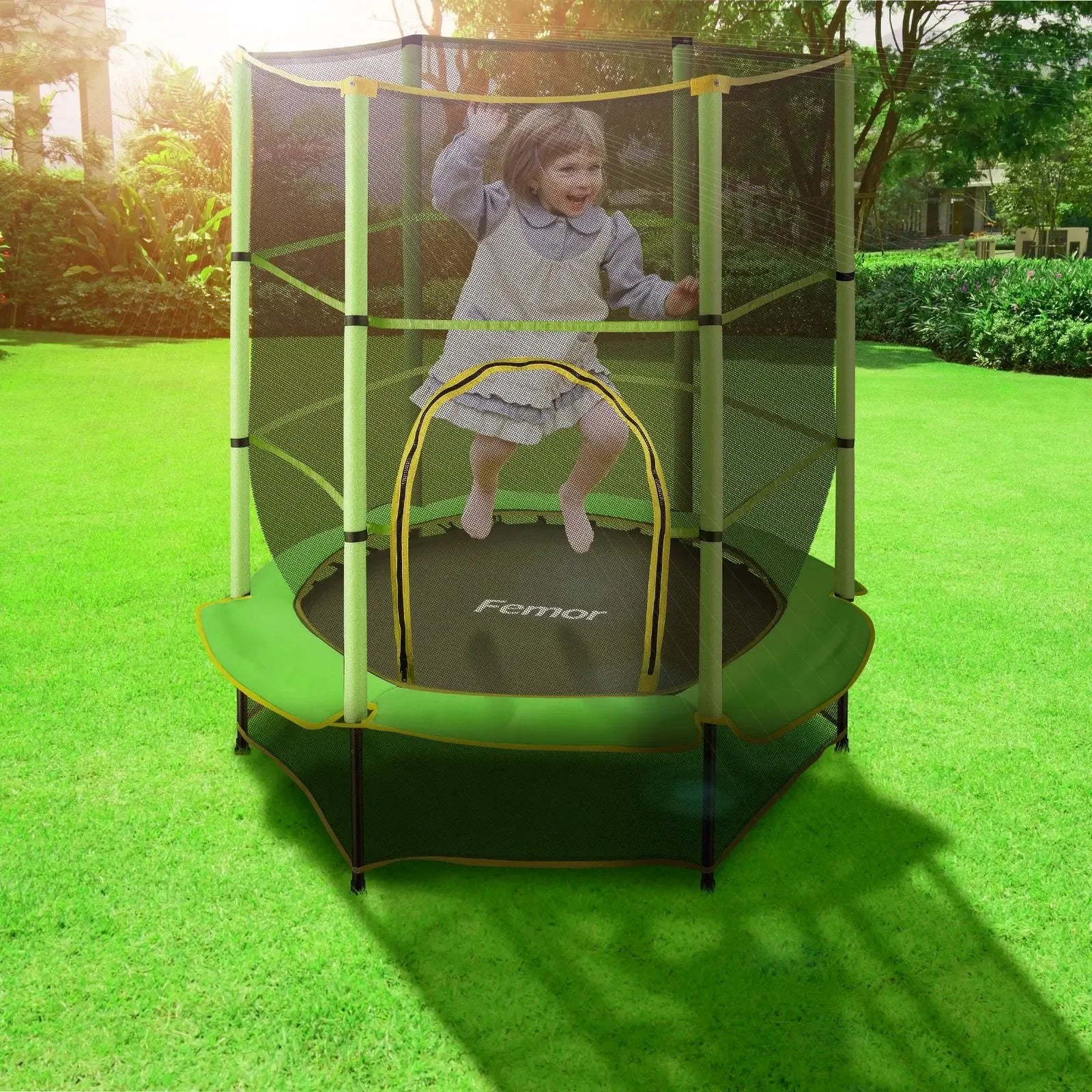 Best 140cm Mini Trampoline for Kids with Safety Net - Indoor & Outdoor Toddler Trampoline with Built-in Zipper | Perfect for Backyard Play, Exercise & Birthday Gifts