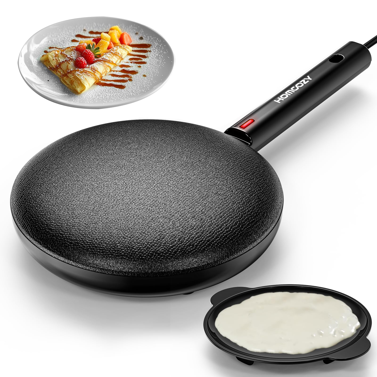 Electric Crepe Maker with Nonstick Coating - Easy to Use for Breakfast, Desserts & Party Cooking | Perfect for Home & Commercial Kitchens