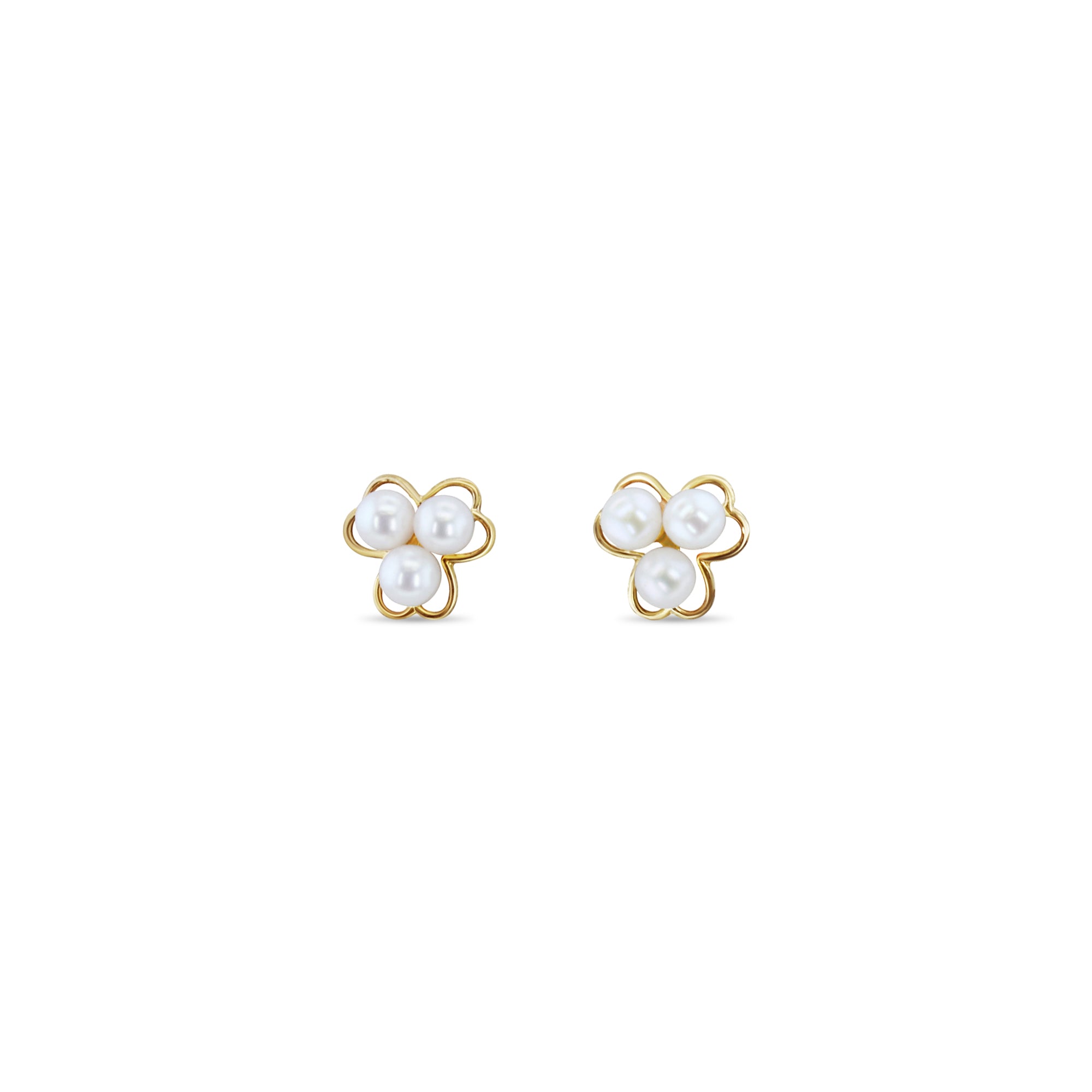 Three Pearl Cluster with Gold Frame Stud Earrings - Elegant & Timeless Jewelry for Women - Perfect for Weddings, Parties & Everyday Wear