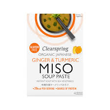 Organic Clearspring Ginger & Turmeric Instant Miso Soup with Sea Vegetables - 4 Pack (15g Each) - Vegan Japanese Soup Mix for Quick Meals, Immune Support & Healthy Lifestyle
