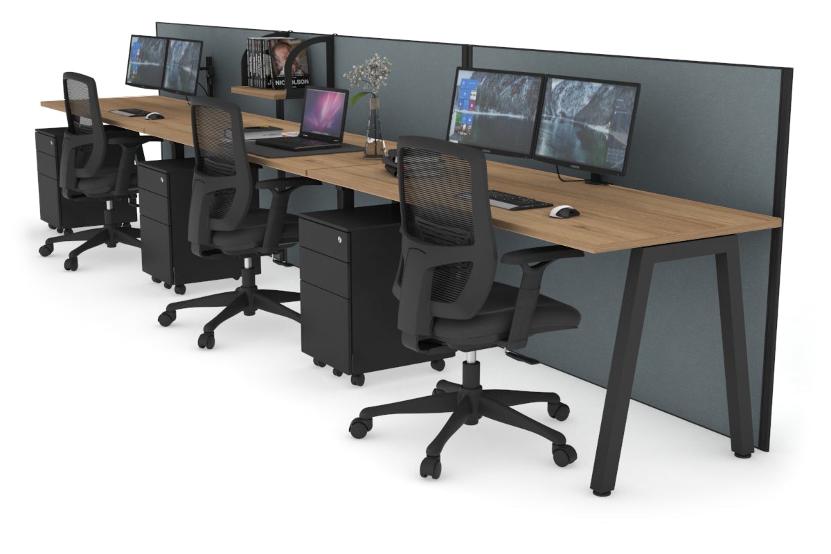 Horizon Quadro 3-Person Office Workstation - 1800L x 700W Large Desk for Collaborative Workspaces, Team Meetings & Office Productivity