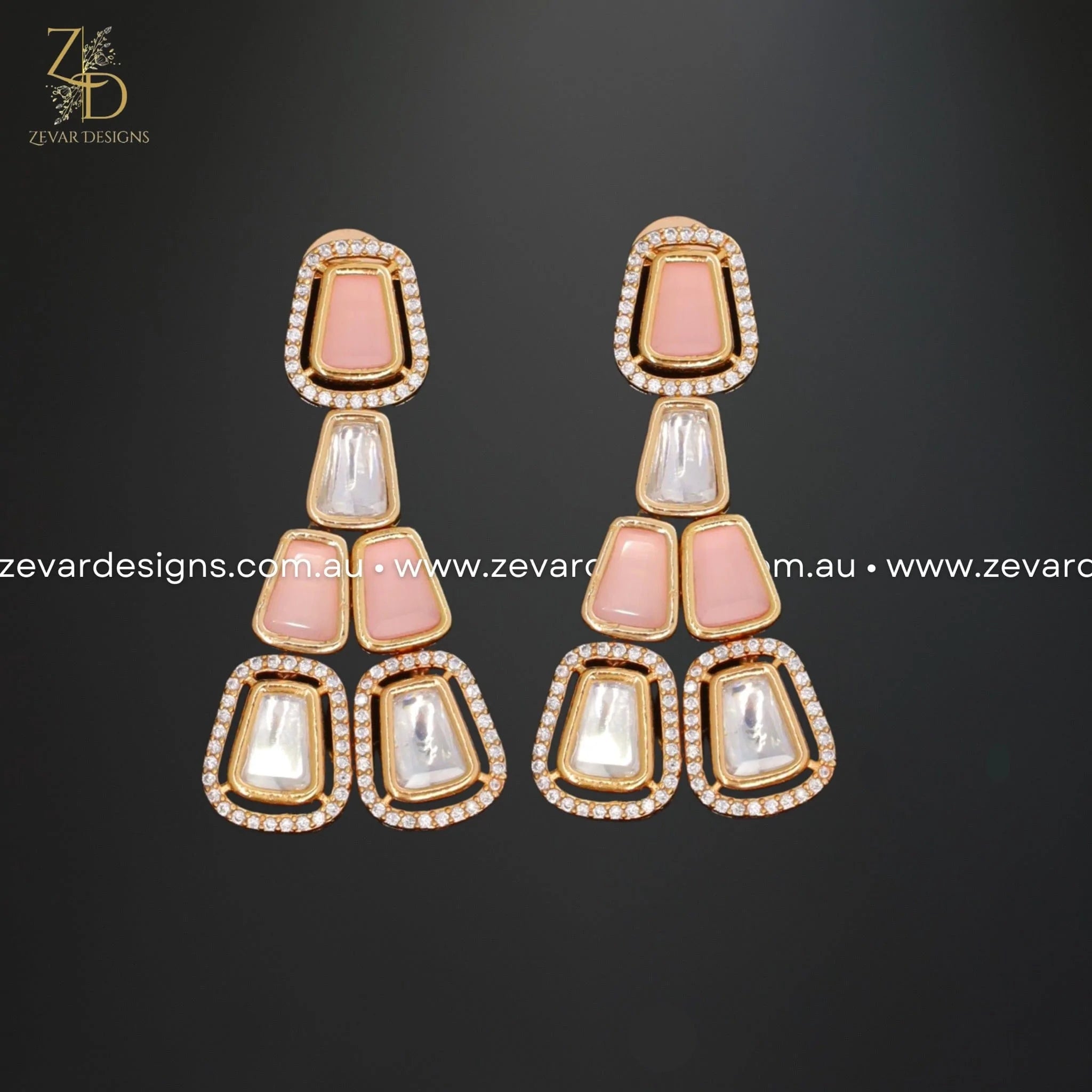 Exquisite Kundan Polki AD Necklace Set in Pink - Traditional Indian Bridal Jewelry for Weddings & Festive Occasions