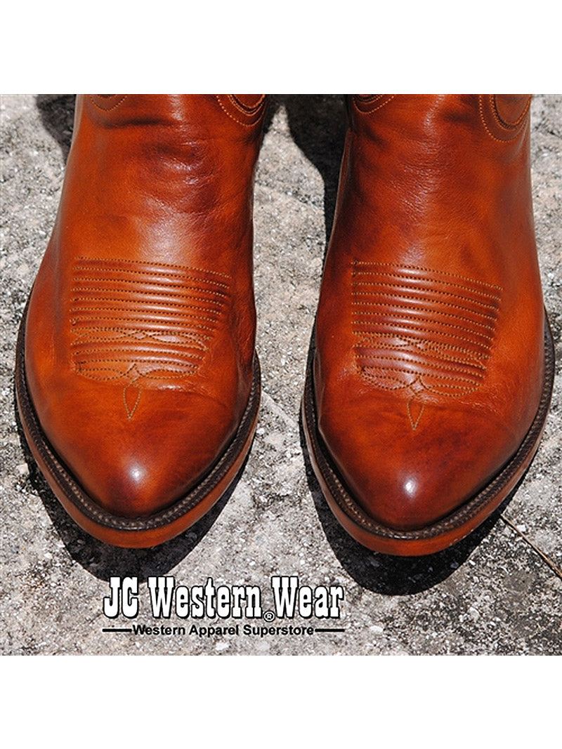 Lucchese GA9303.24 Men's Classic Ranch Hand Leather Boots in Cognac Burnished - Durable Western Boots for Cowboy, Rodeo & Everyday Wear