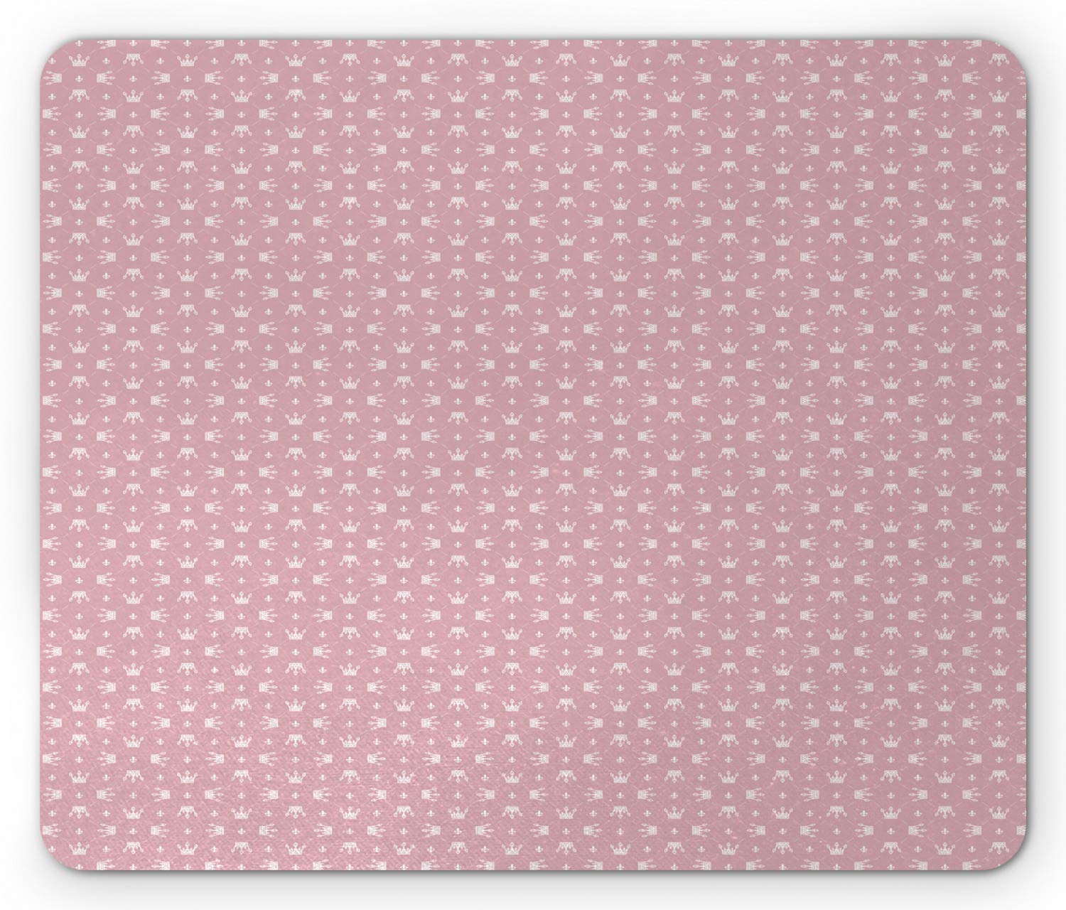 Ambesonne Royal Mouse Pad - Retro Cartoon Crowns & Fleur De Lis Design, Non-Slip Rubber Base, Standard Size Rectangle Mousepad in Dried Rose & White | Perfect for Office, Gaming & Home Computer Setup