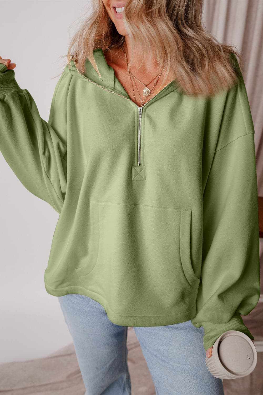 Men's Casual Half Zip Hoodie with Kangaroo Pockets - Lightweight Pullover for Outdoor Activities & Lounge Wear