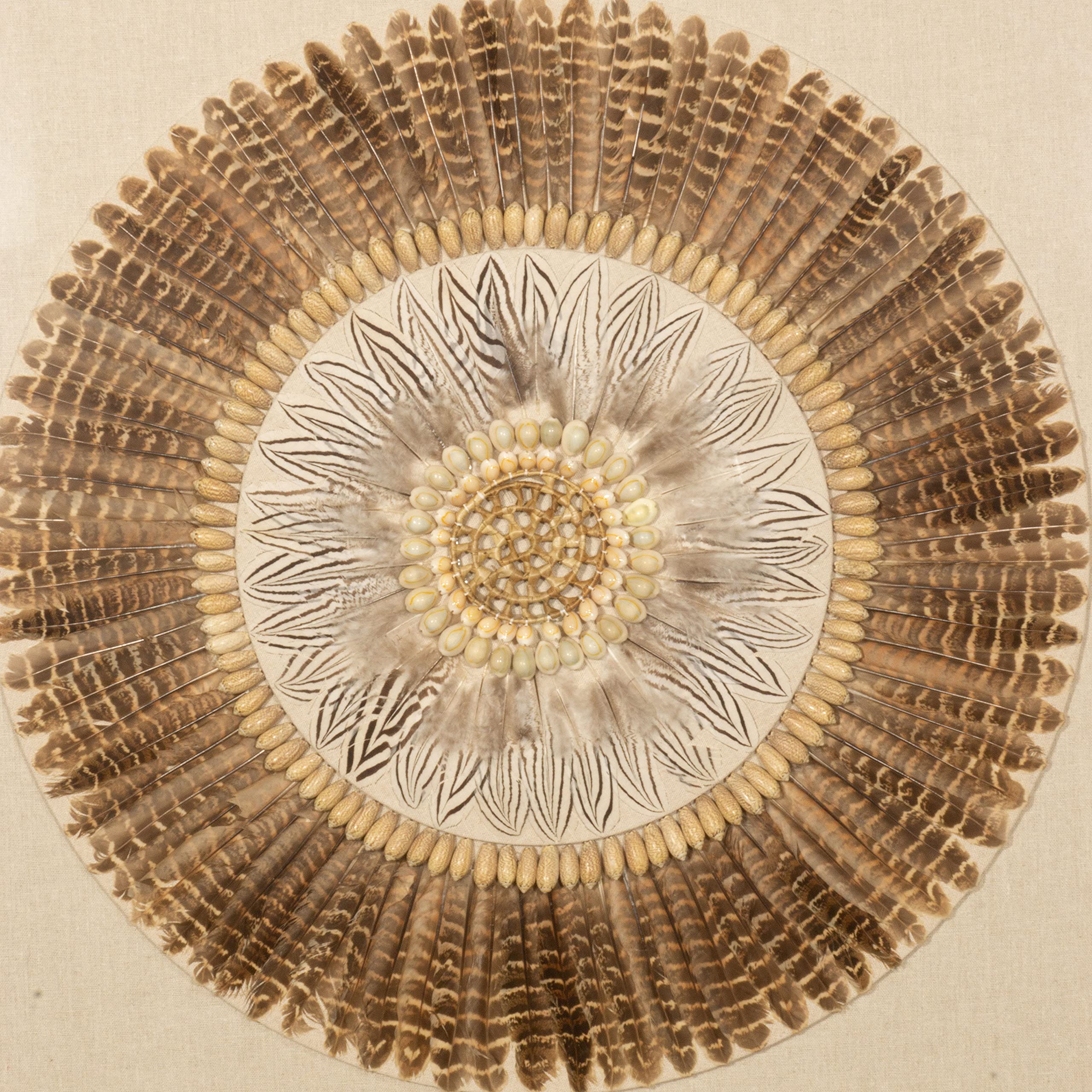 Feather & Shell Wreath Shadow Box Wall Art - Coastal Home Decor for Living Room, Bedroom, Bathroom & Beach House